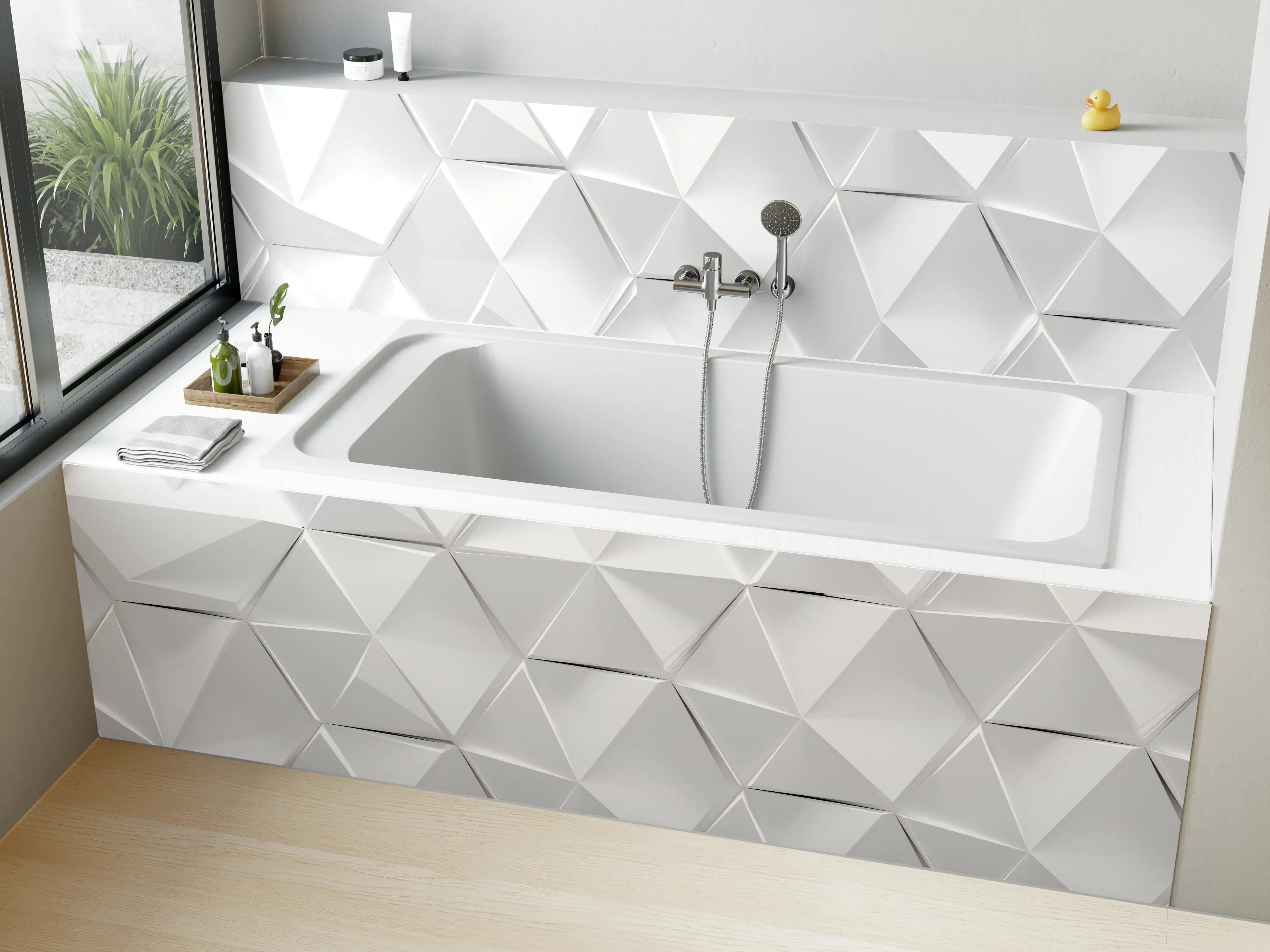 Badewannen-Rückwand - Weißer futuristischer Hintergrund 