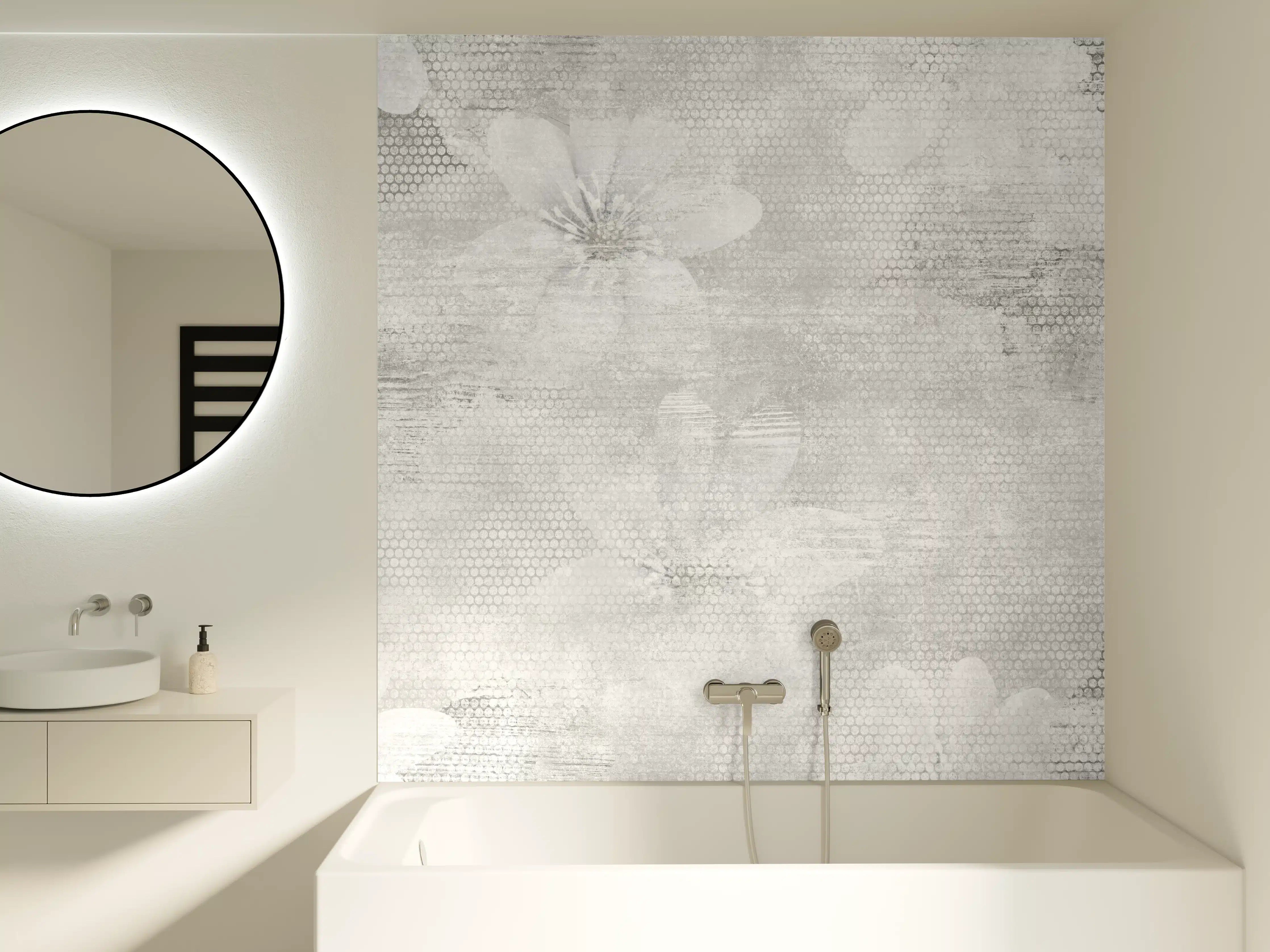 Badewannen-Rückwand - Weißes Blumen Muster - Floral