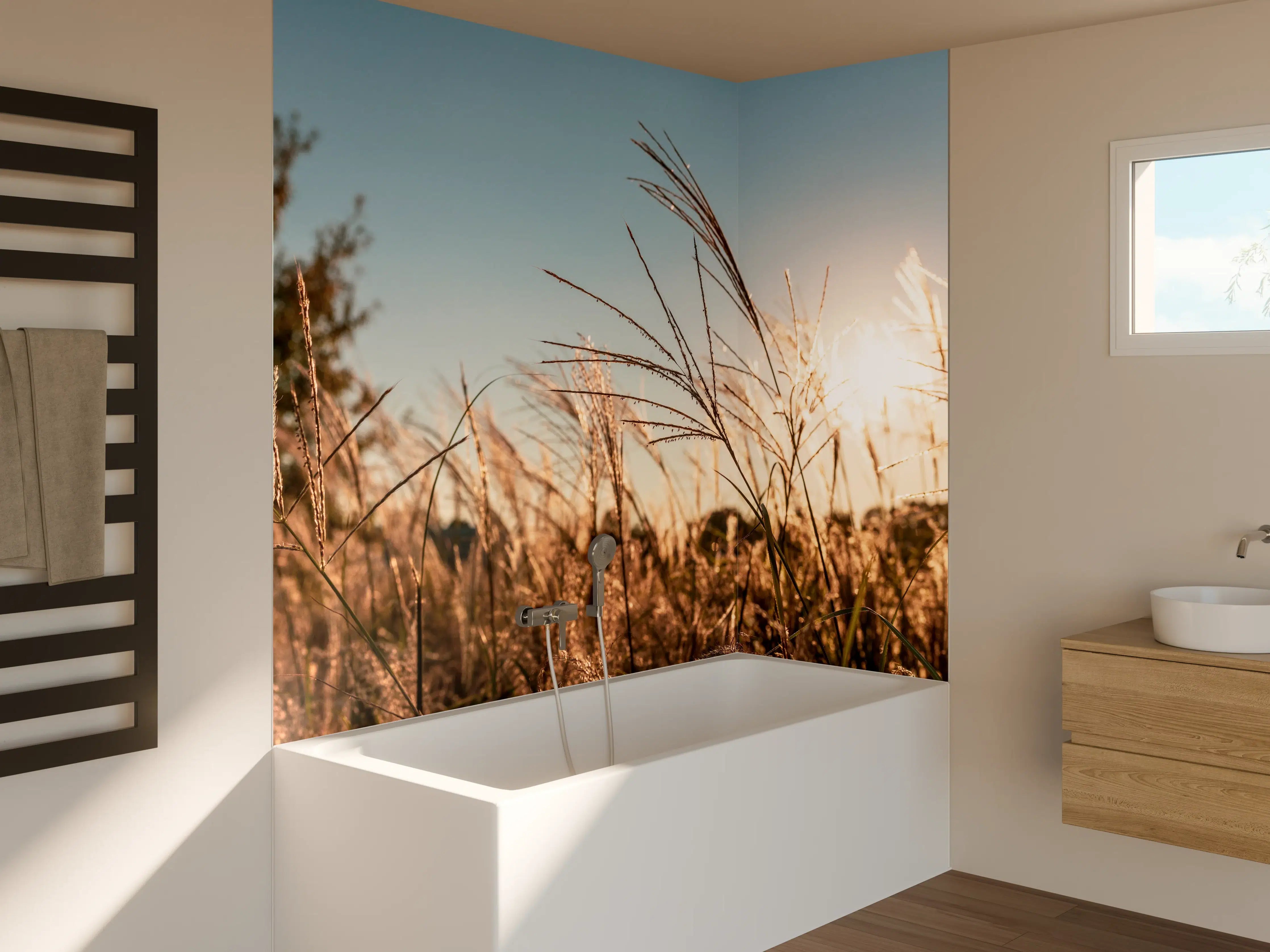 Badewannen-Rückwand - Weizenfeld in der Sonne