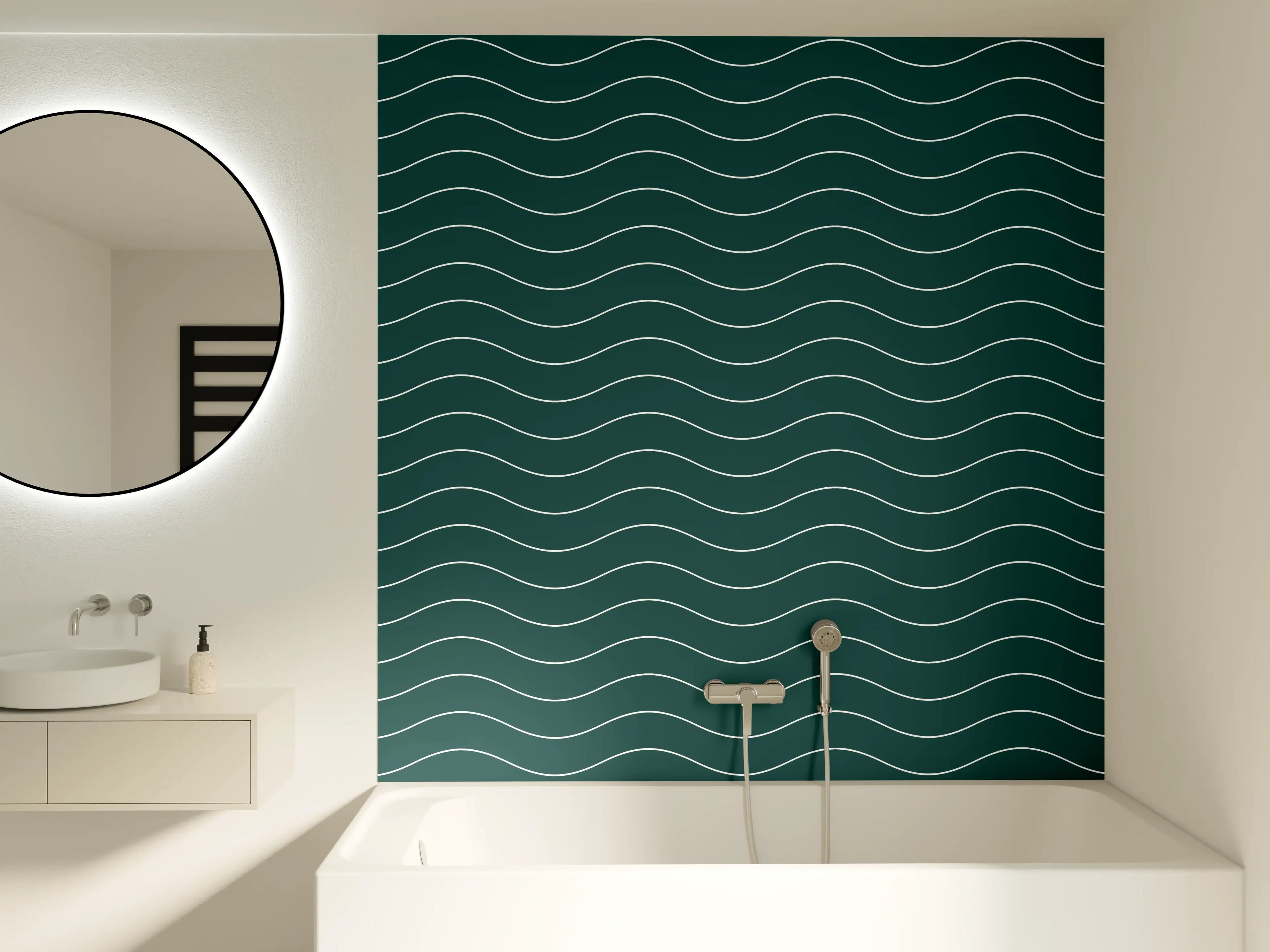 Badewannen-Rückwand - Wellenmuster in dunklem Blau