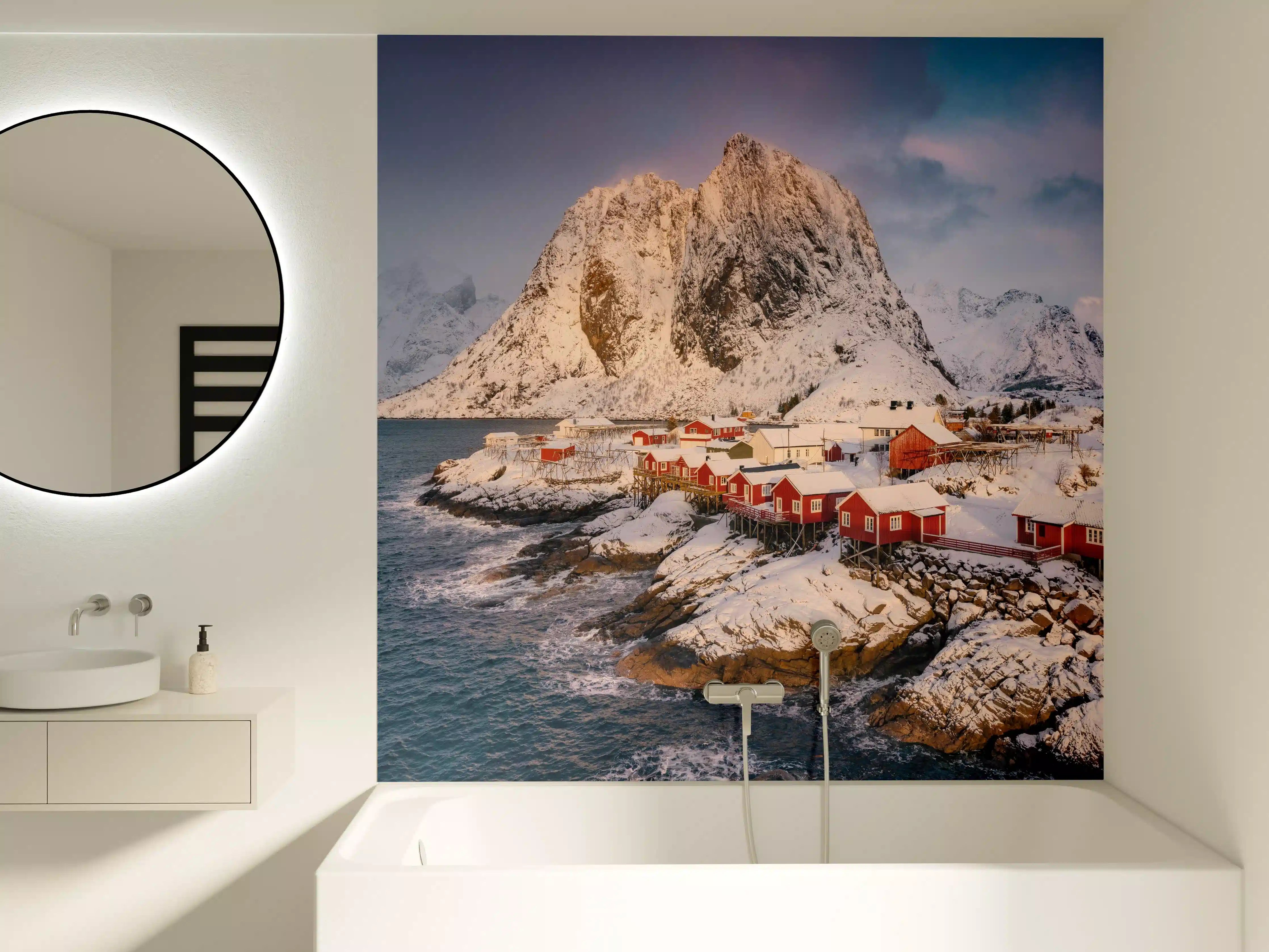 Badewannen-Rückwand - Winteridyll Lofoten Norwegen