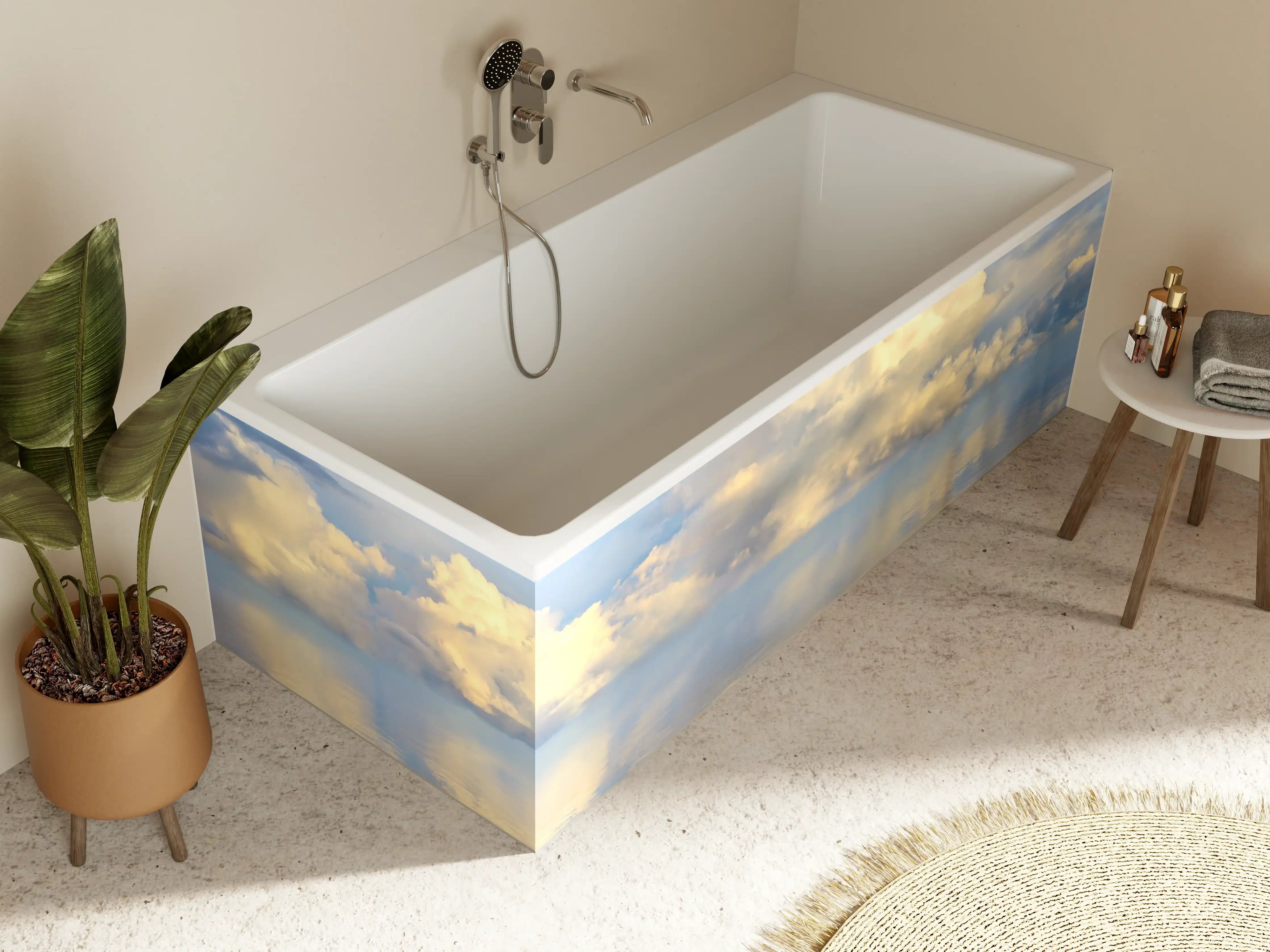 Badewannen-Rückwand - Wolkenmeer mit spiegelnder Wasseroberfläche