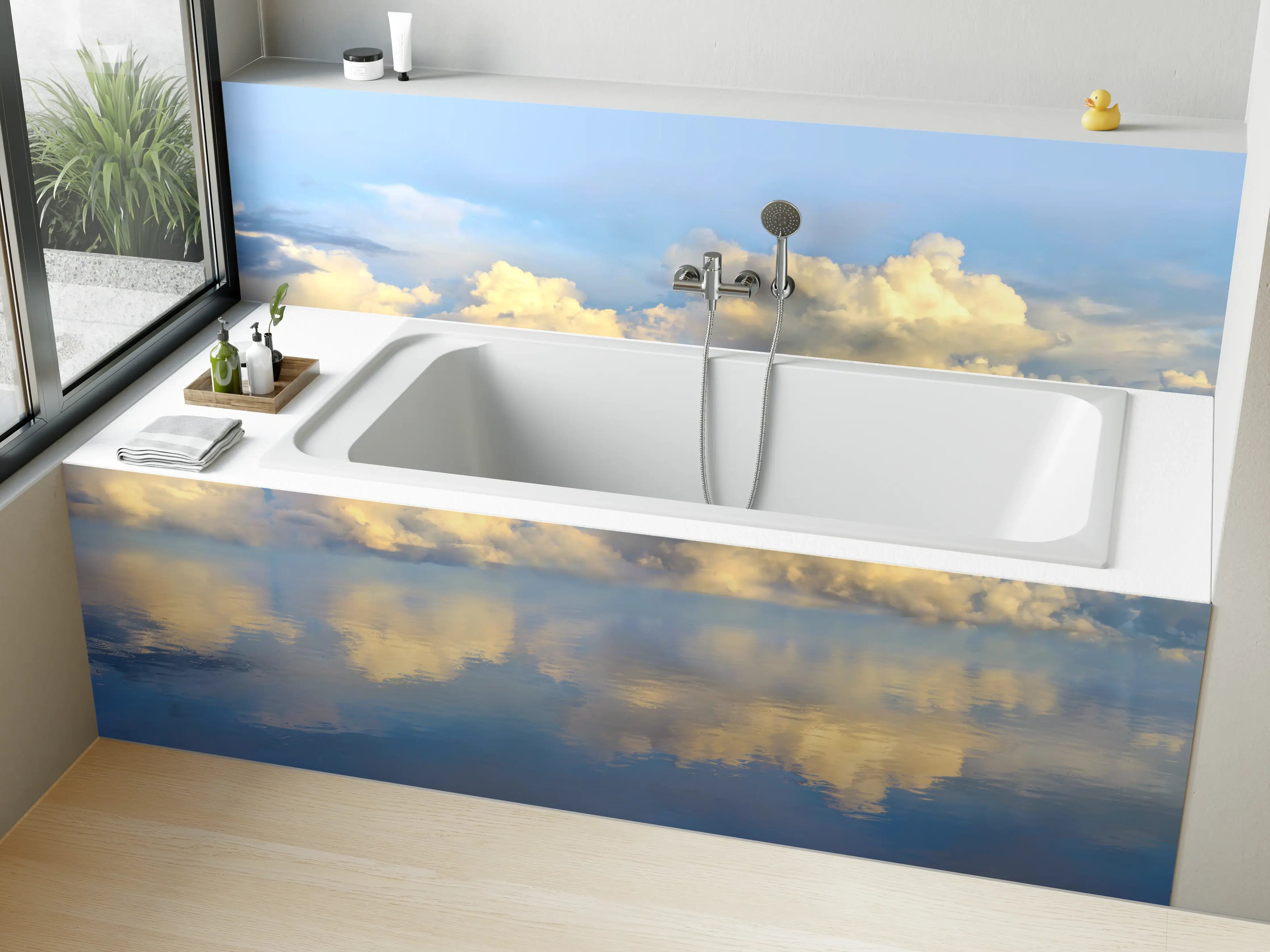 Badewannen-Rückwand - Wolkenmeer mit spiegelnder Wasseroberfläche