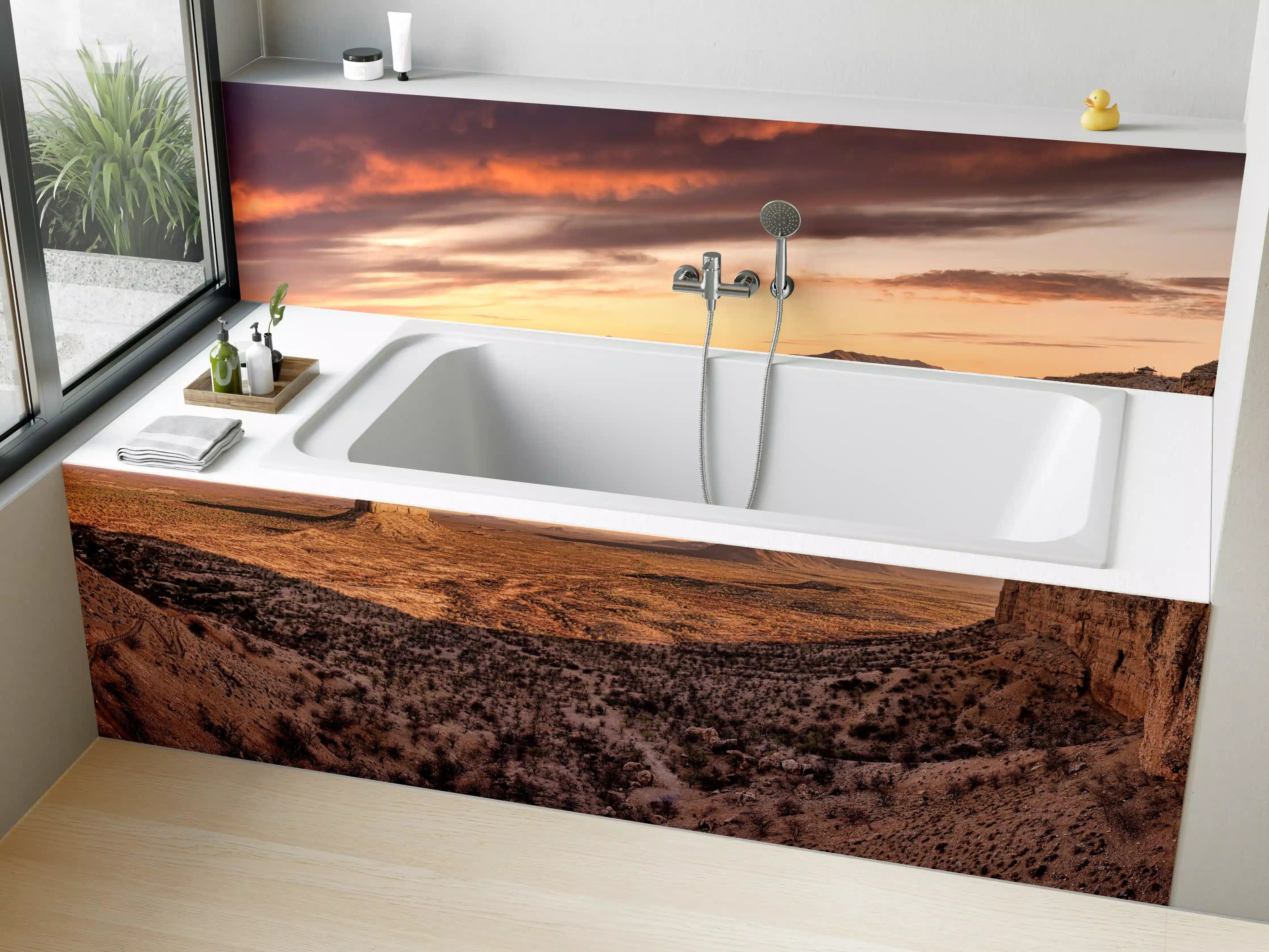 Badewannen-Rückwand - Wüstenblick auf Vingerklip Lodge - Nambia Damaraland