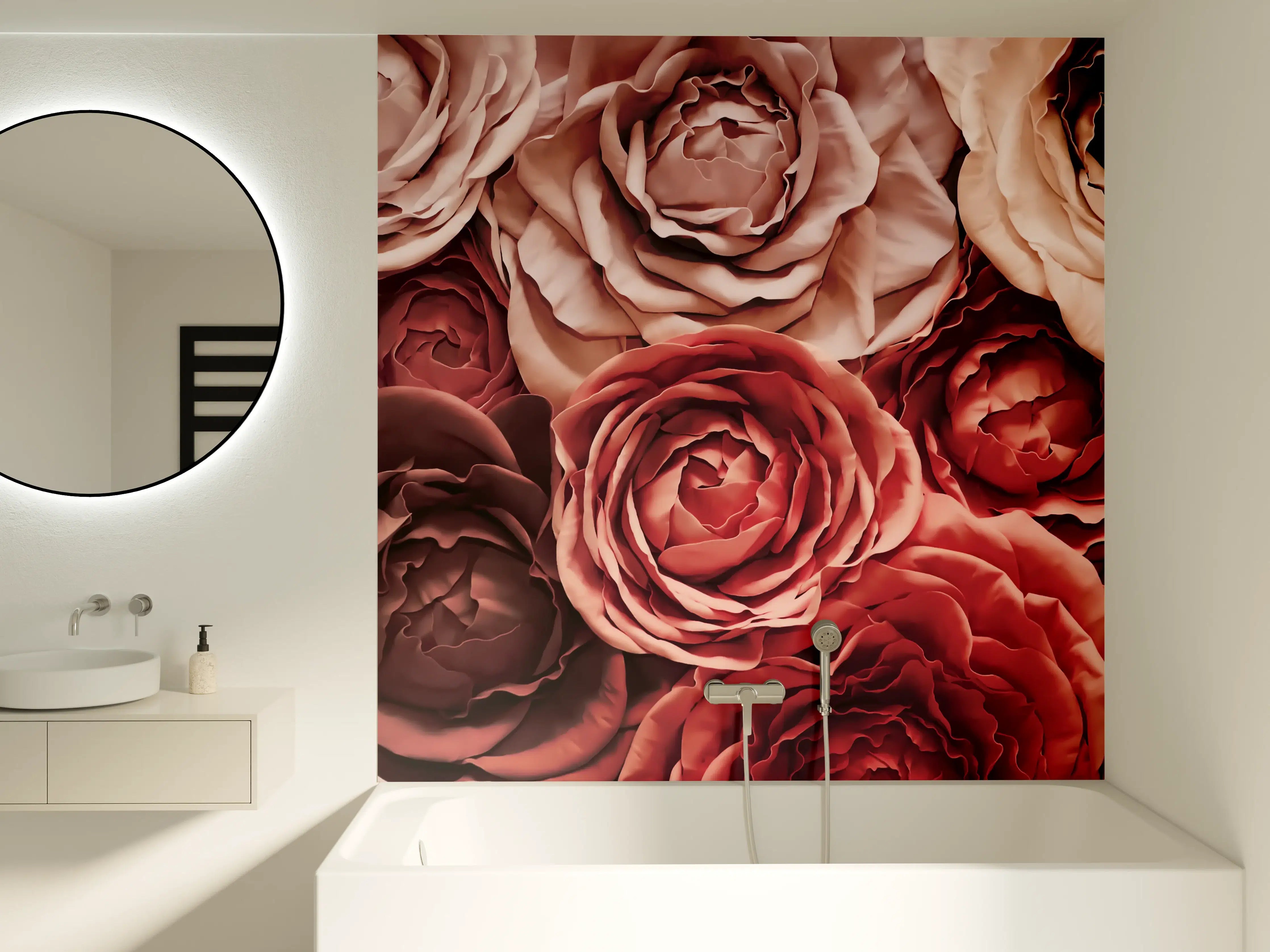 Badewannen-Rückwand - Wunderbare Rosa-Burgunder Rosenpracht