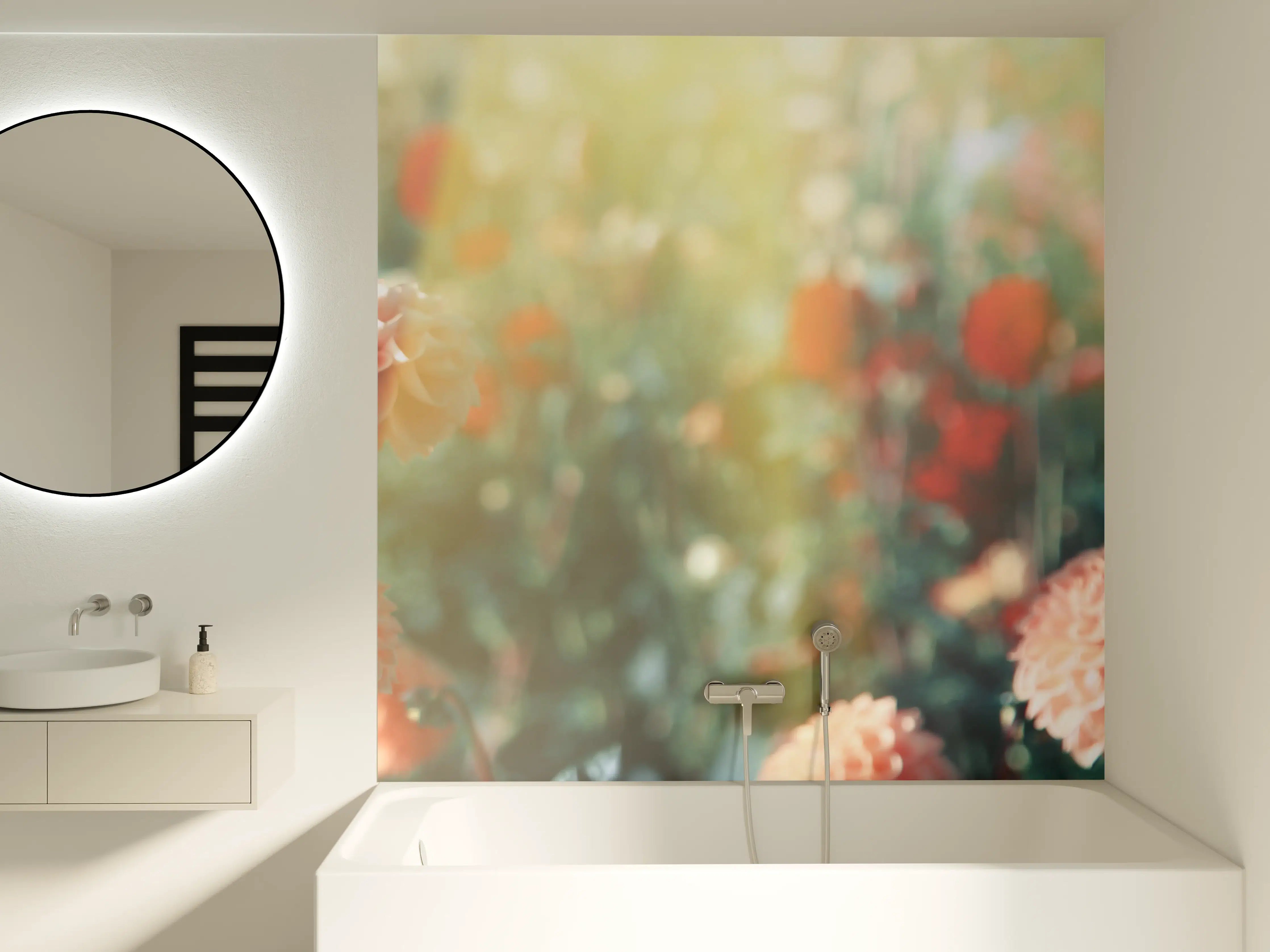 Badewannen-Rückwand - Wunderschöne Blumen im Sommer