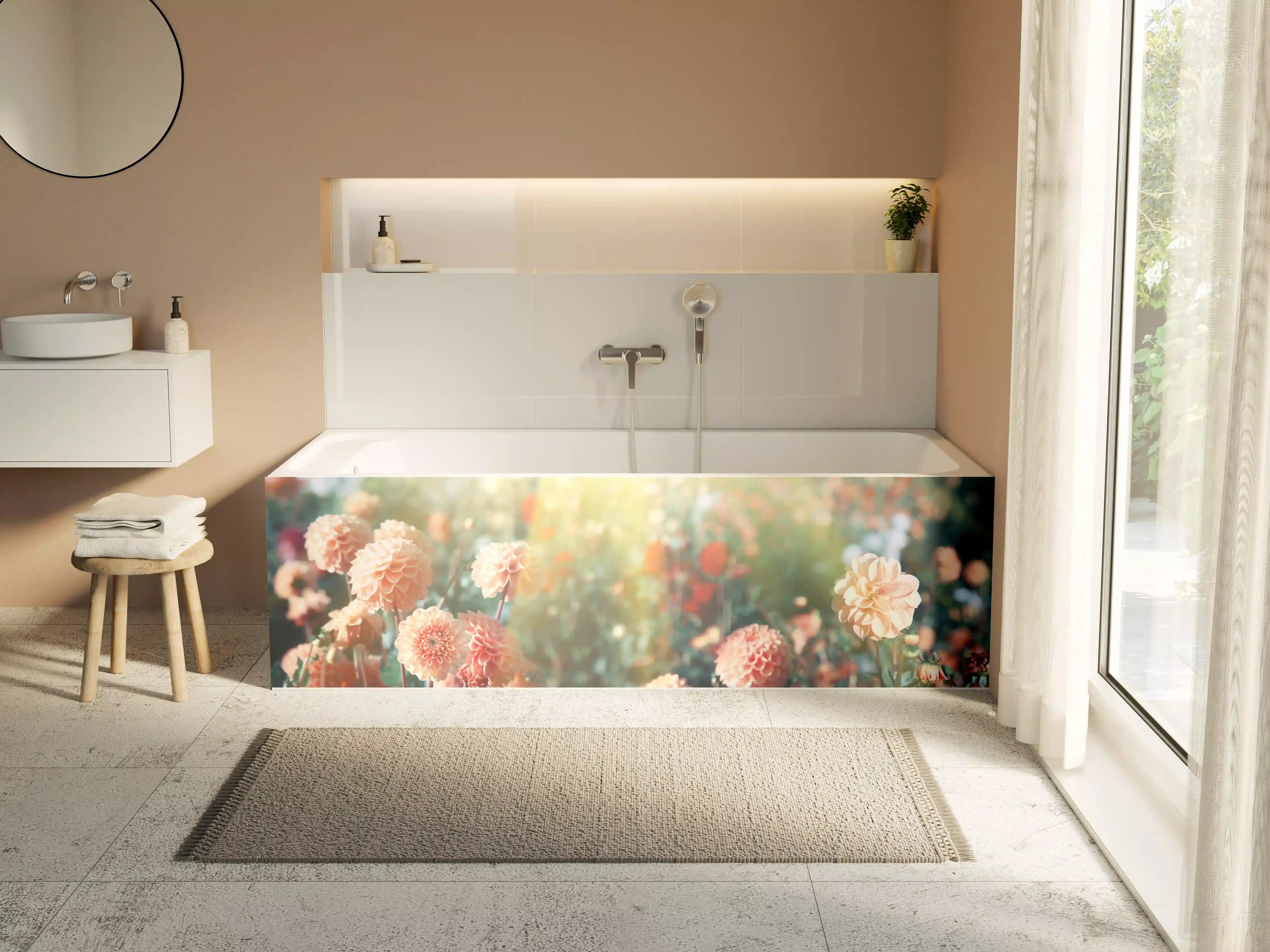Badewannen-Rückwand - Wunderschöne Blumen im Sommer
