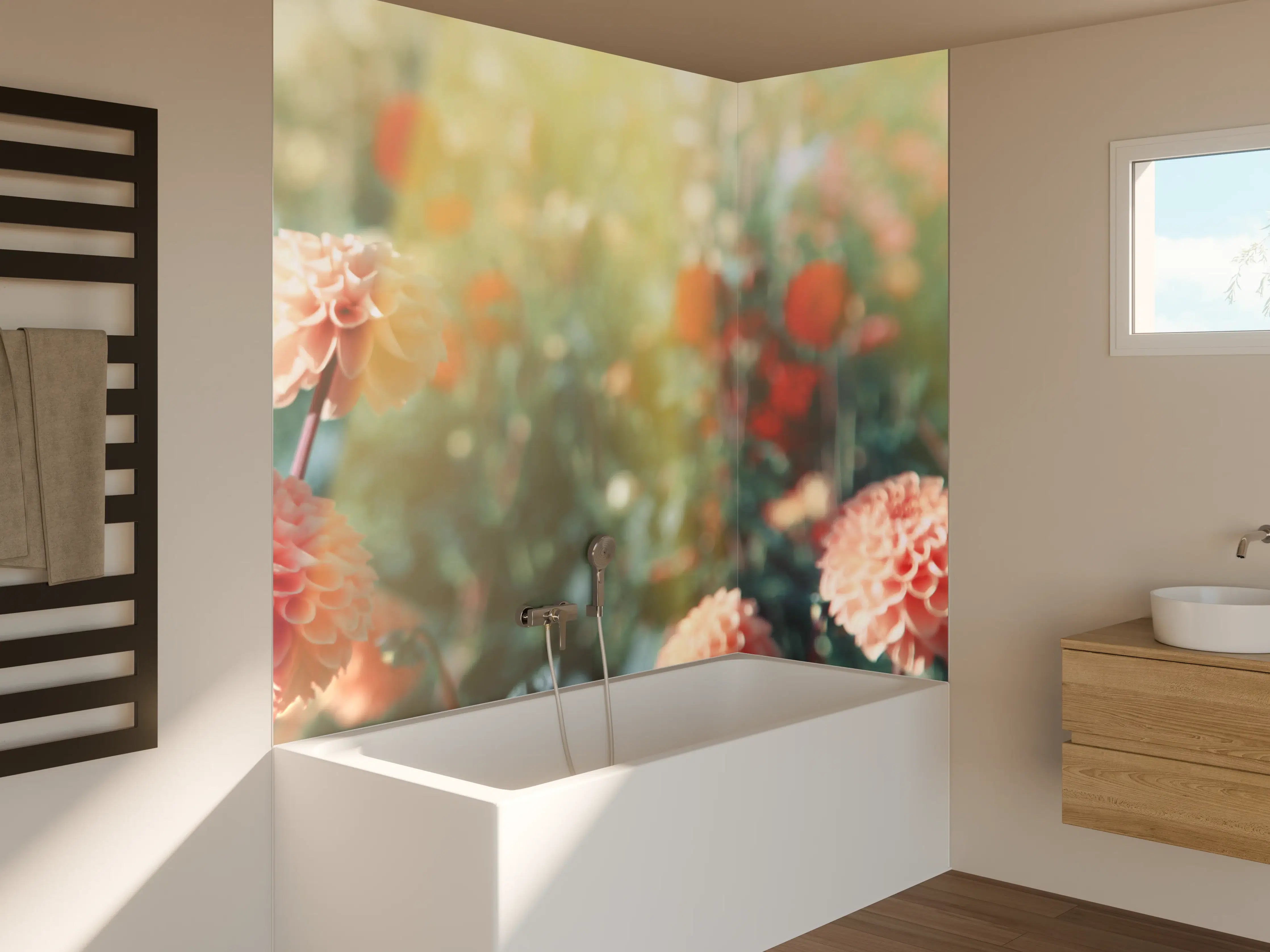 Badewannen-Rückwand - Wunderschöne Blumen im Sommer