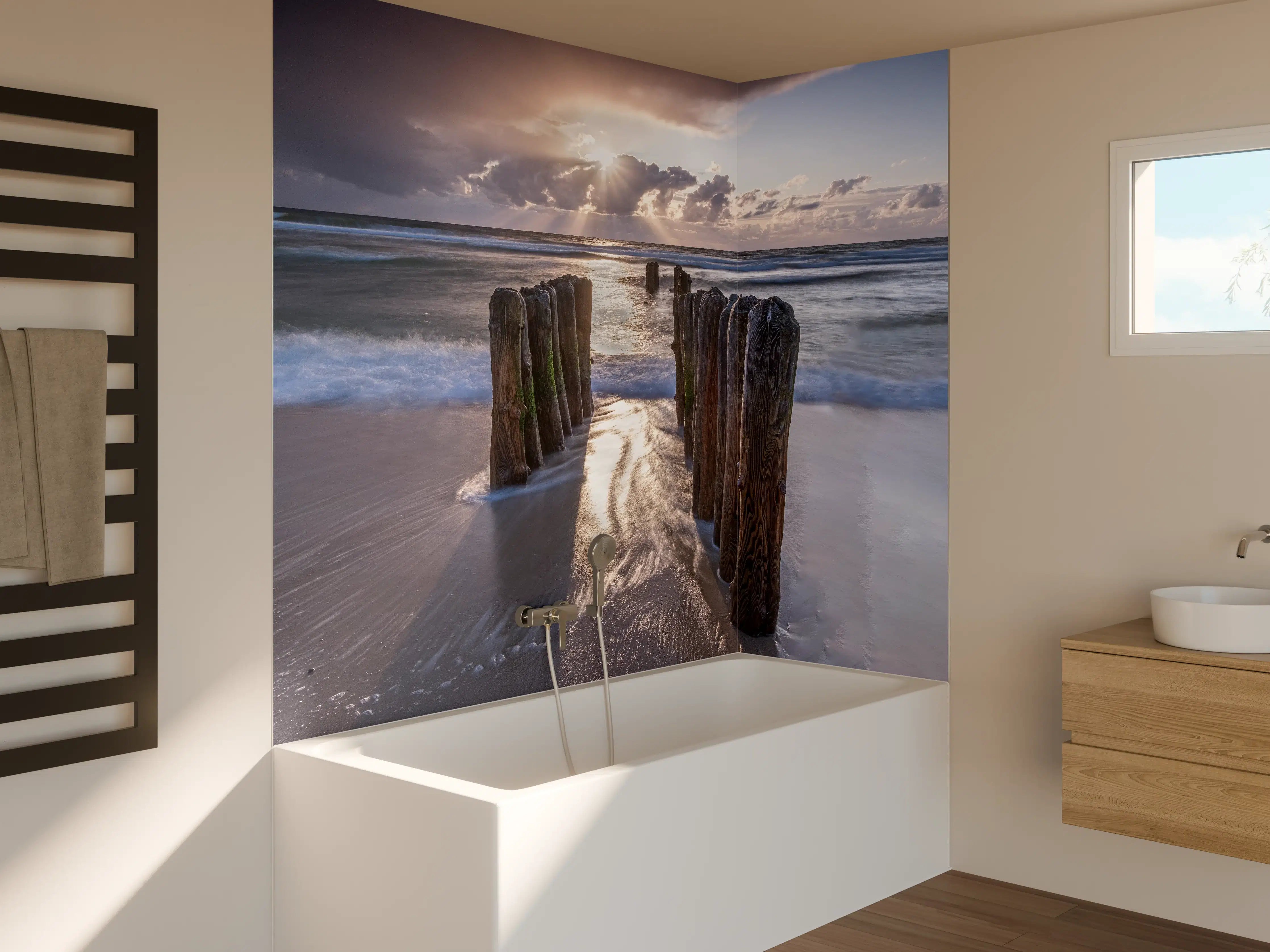 Badewannen-Rückwand - Wunderschöne Buhnen auf Sylt