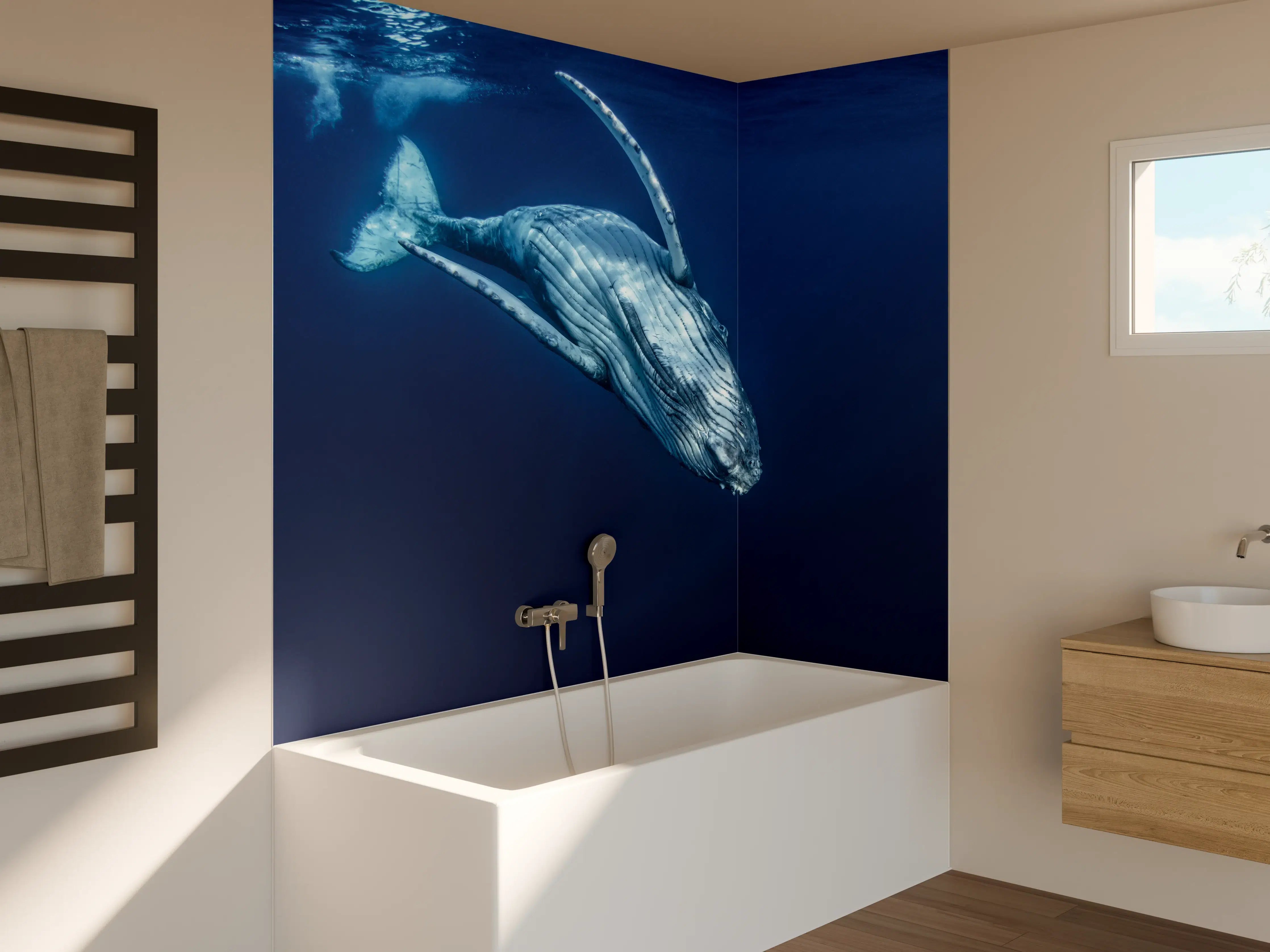 Badewannen-Rückwand - Wunderschönes Buckelwalbaby