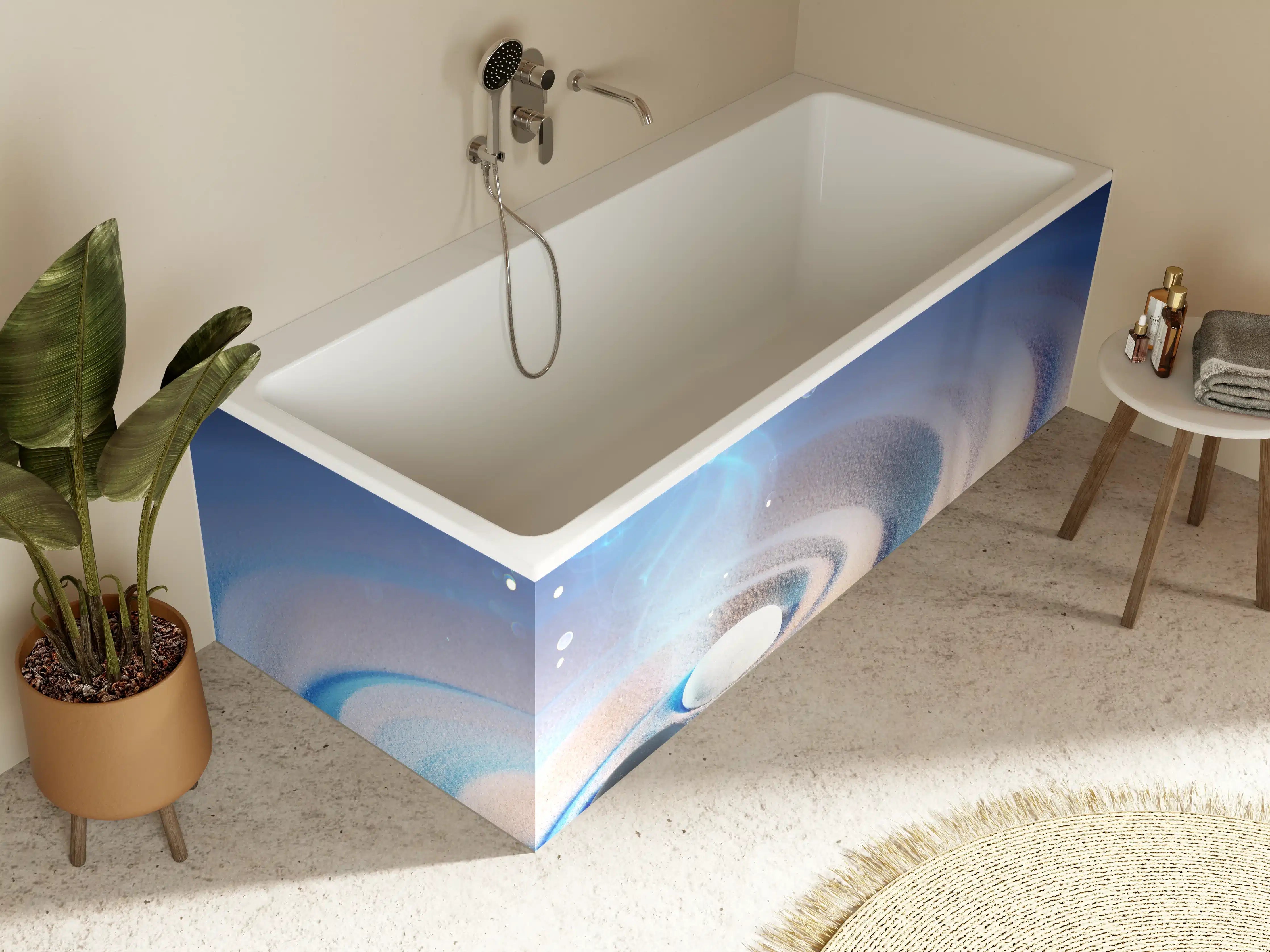 Badewannen-Rückwand - Yin und Yang Steine im Sand