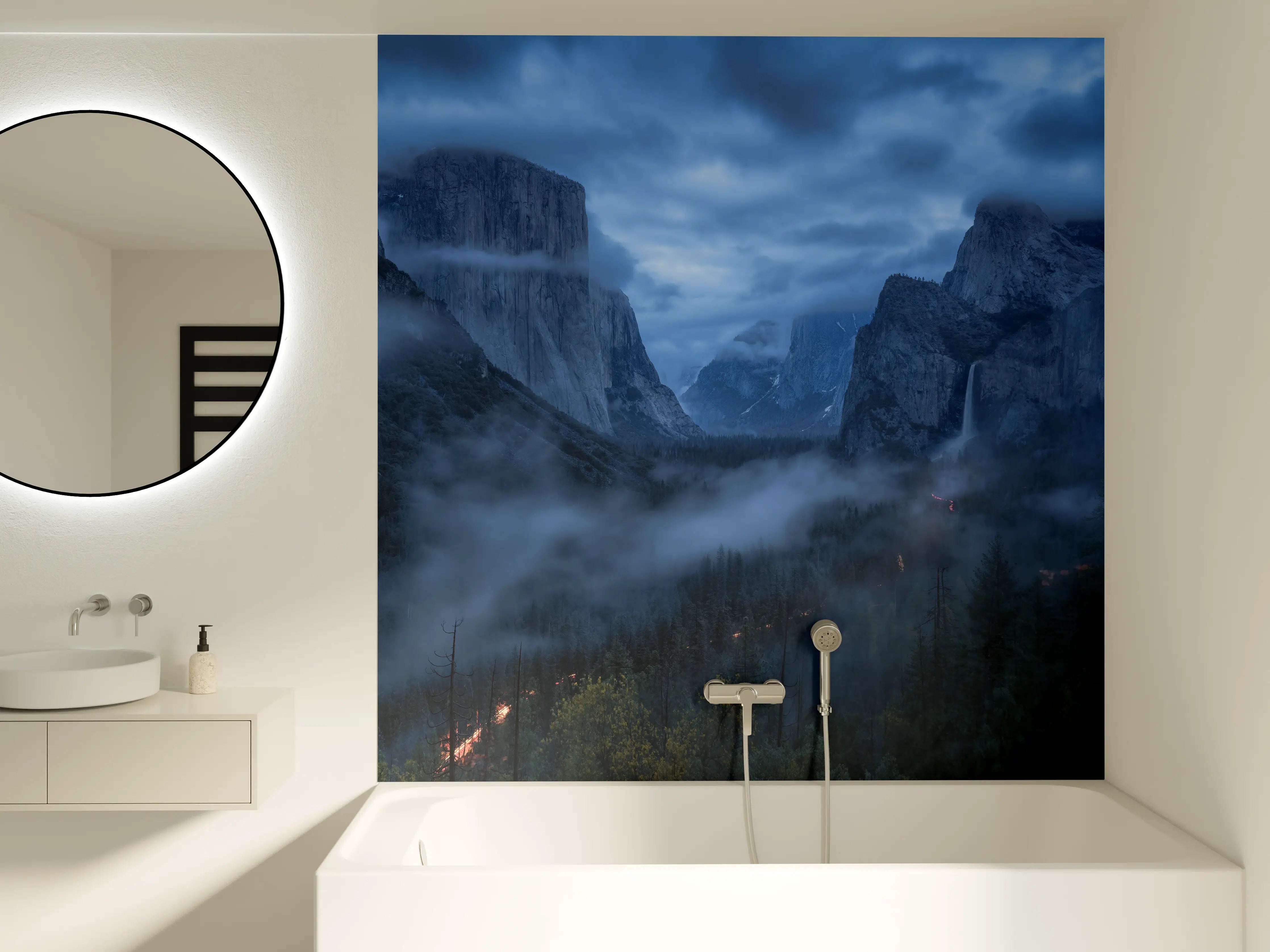 Badewannen-Rückwand - Yosemite Nebel Dämmerung