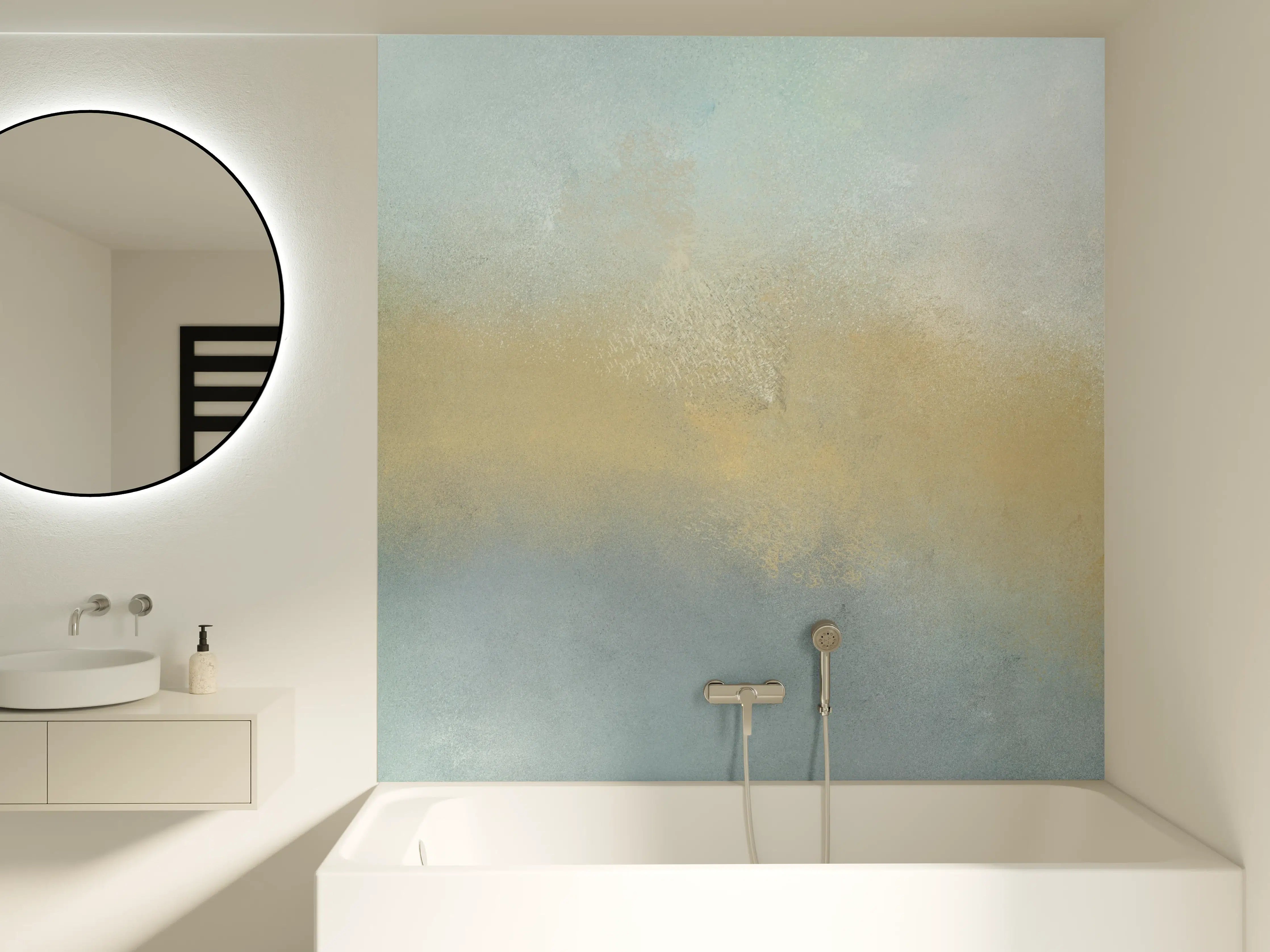 Badewannen-Rückwand - Zarte Grautöne in Pastellfarben