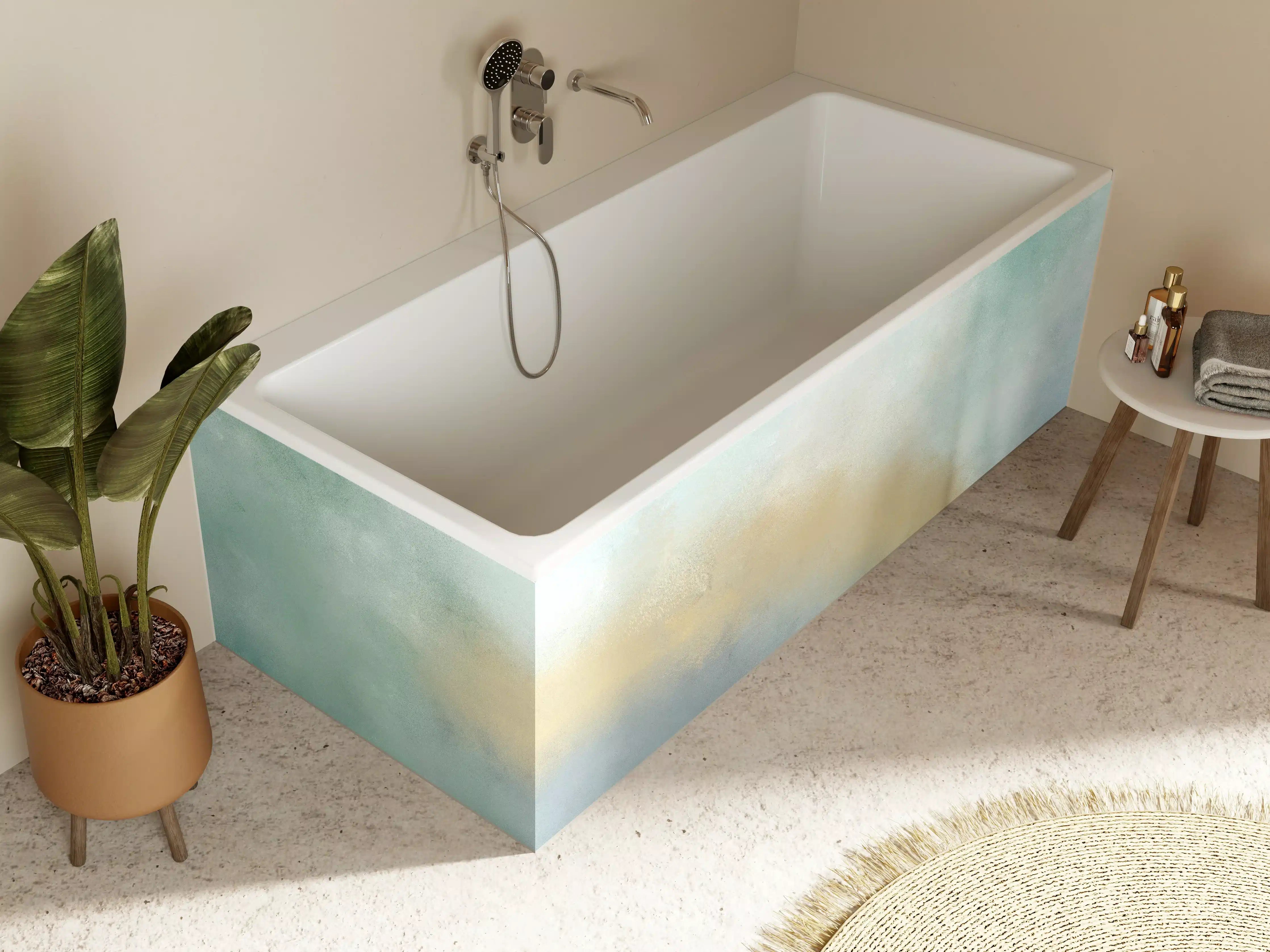 Badewannen-Rückwand - Zarte Grautöne in Pastellfarben