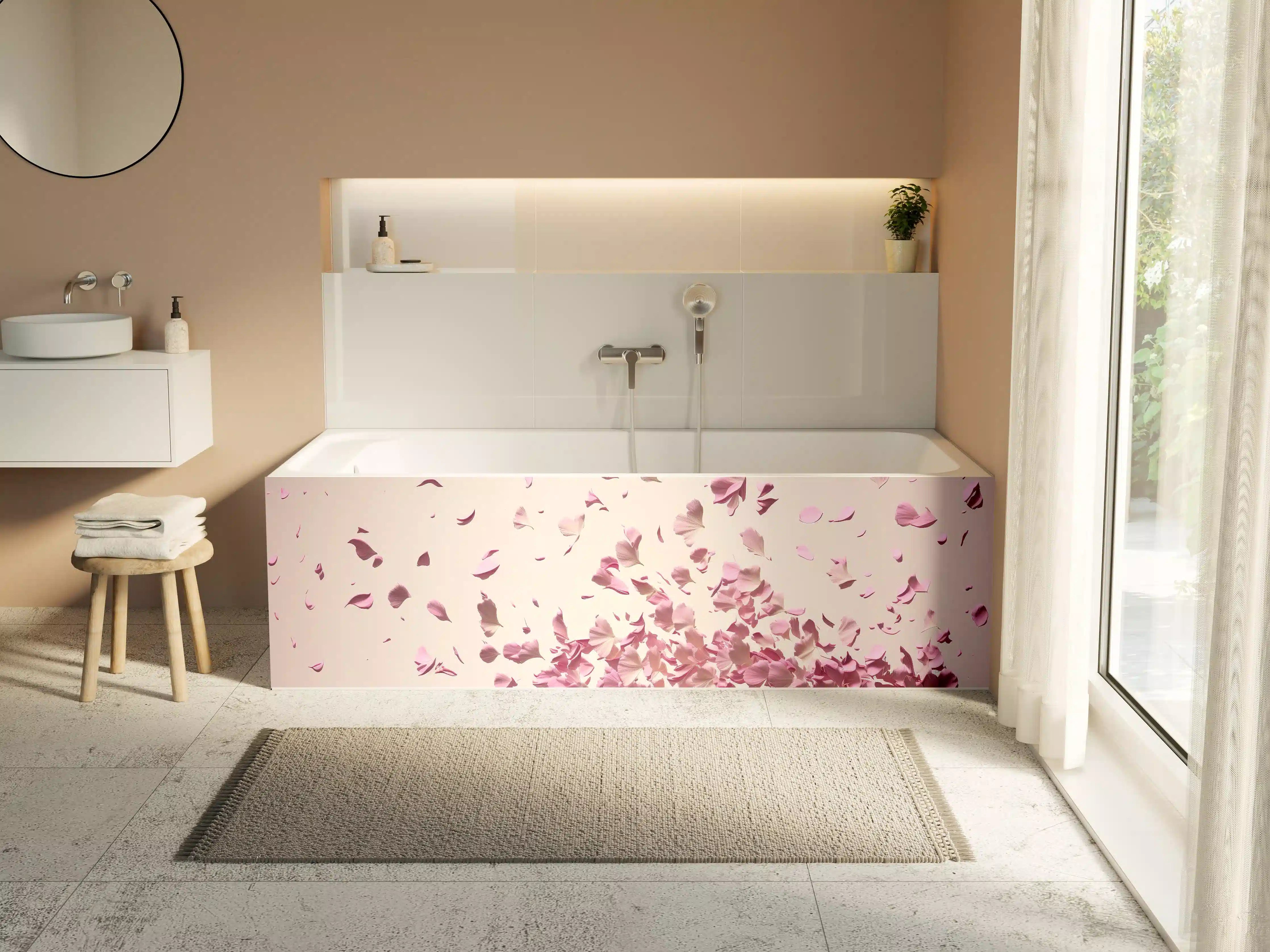 Badewannen-Rückwand - Zarte Sakura-Blütenpracht Explosion