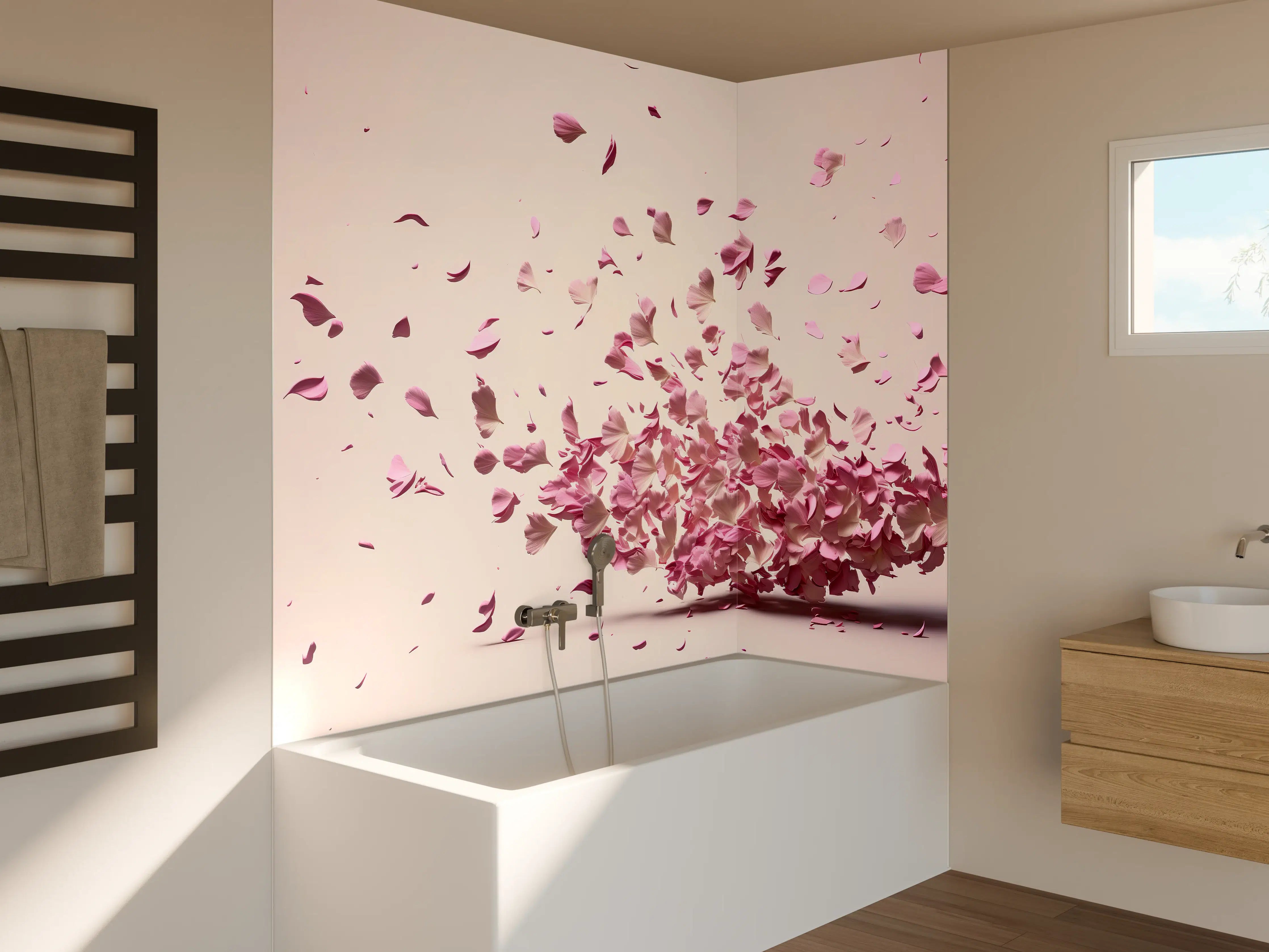 Badewannen-Rückwand - Zarte Sakura-Blütenpracht Explosion