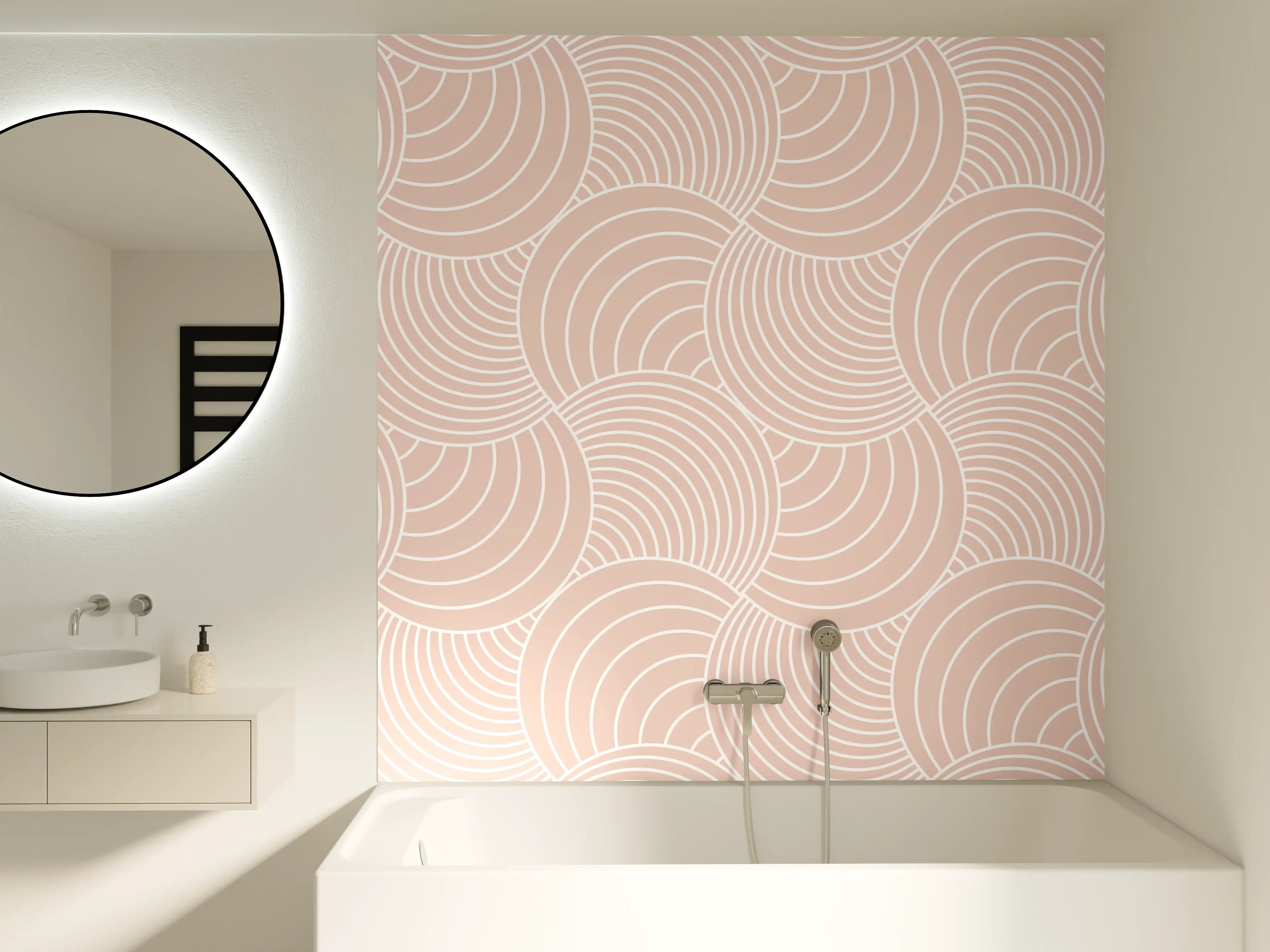 Badewannen-Rückwand - Zarter Pastell-Pink-Muster