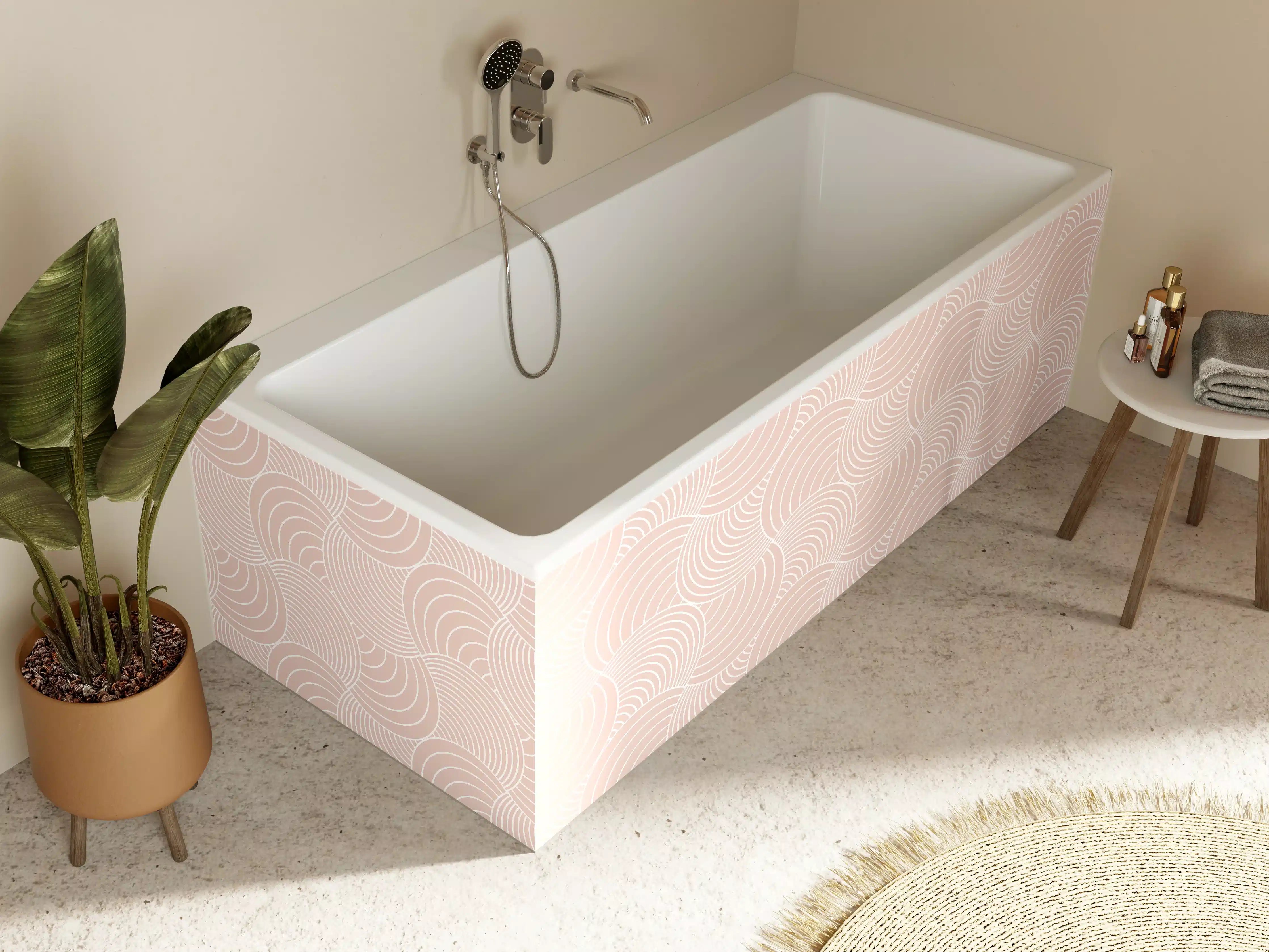 Badewannen-Rückwand - Zarter Pastell-Pink-Muster