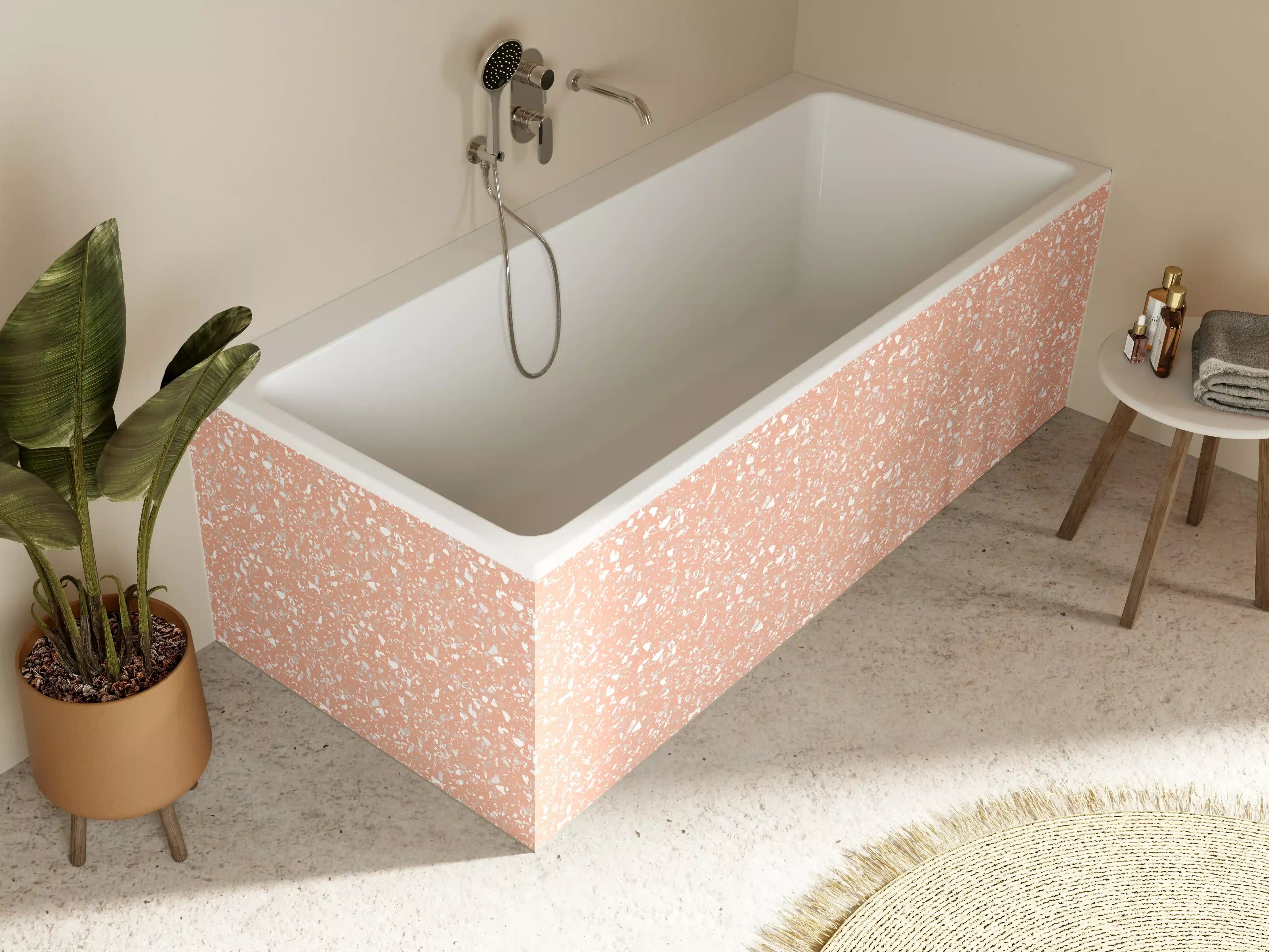 Badewannen-Rückwand - Zartes Pastell-Peaching mit Textur