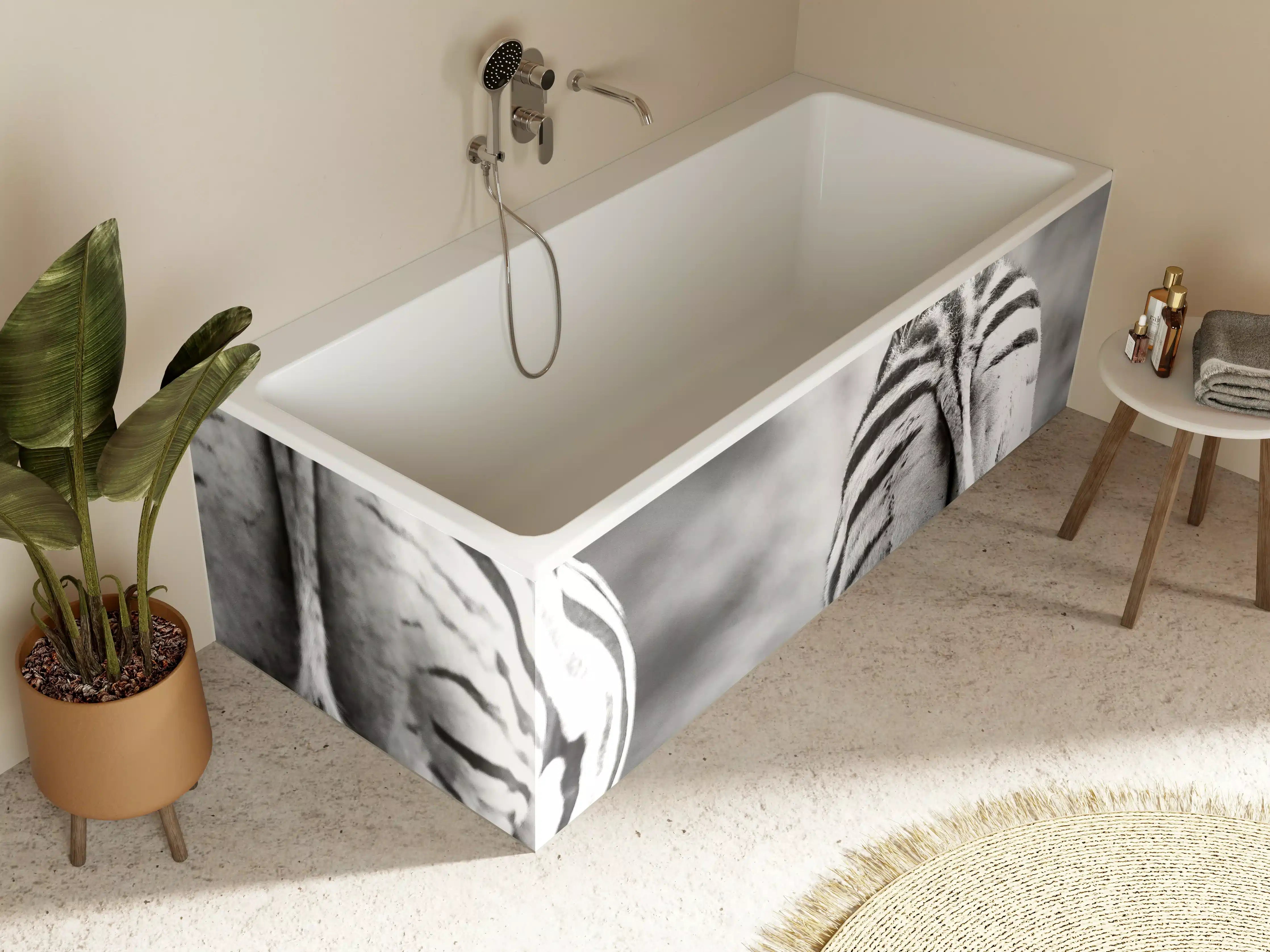 Badewannen-Rückwand - Zebra - schwarz-weiß