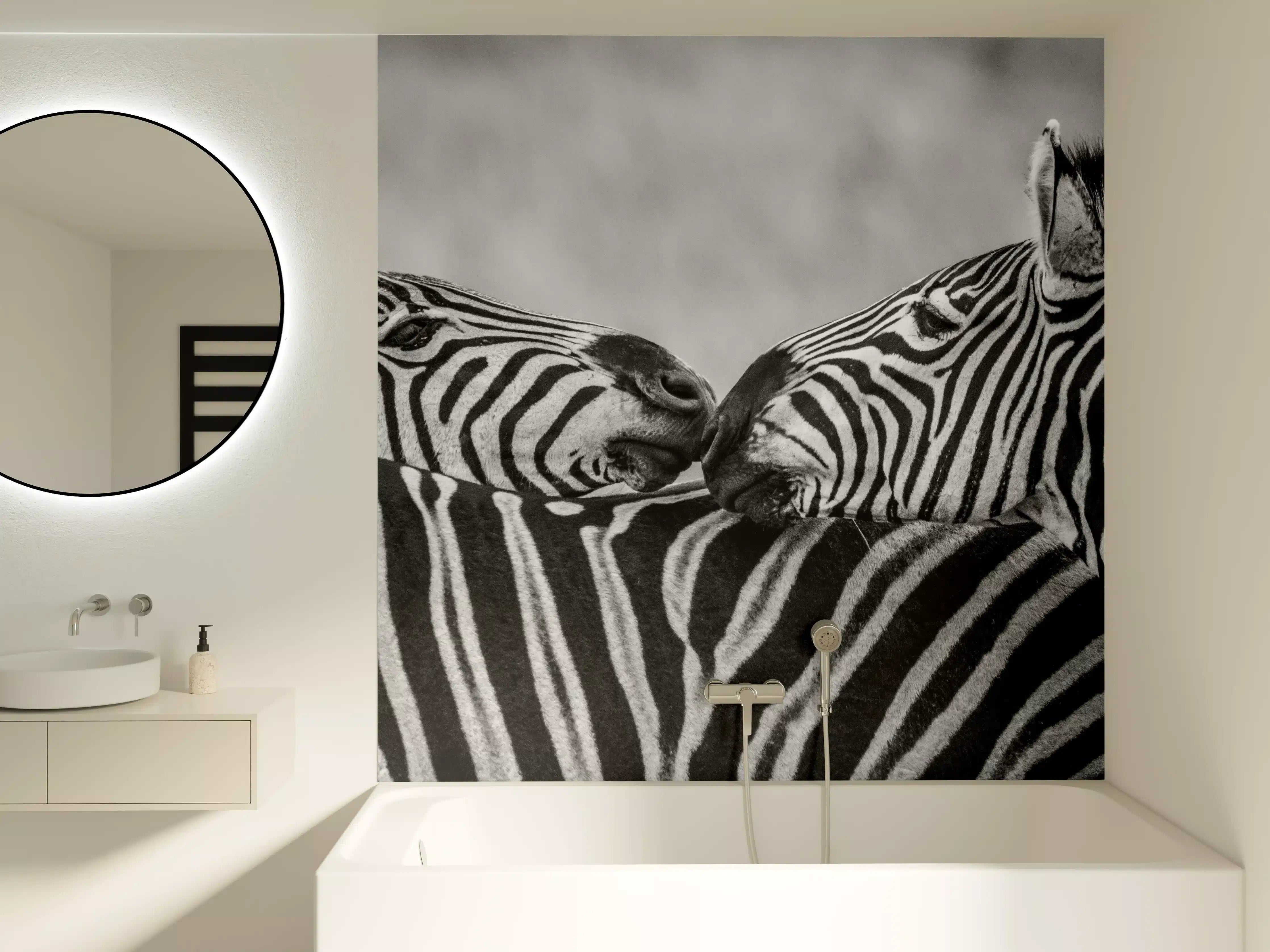 Badewannen-Rückwand - Zebras - Schwarz-weiß
