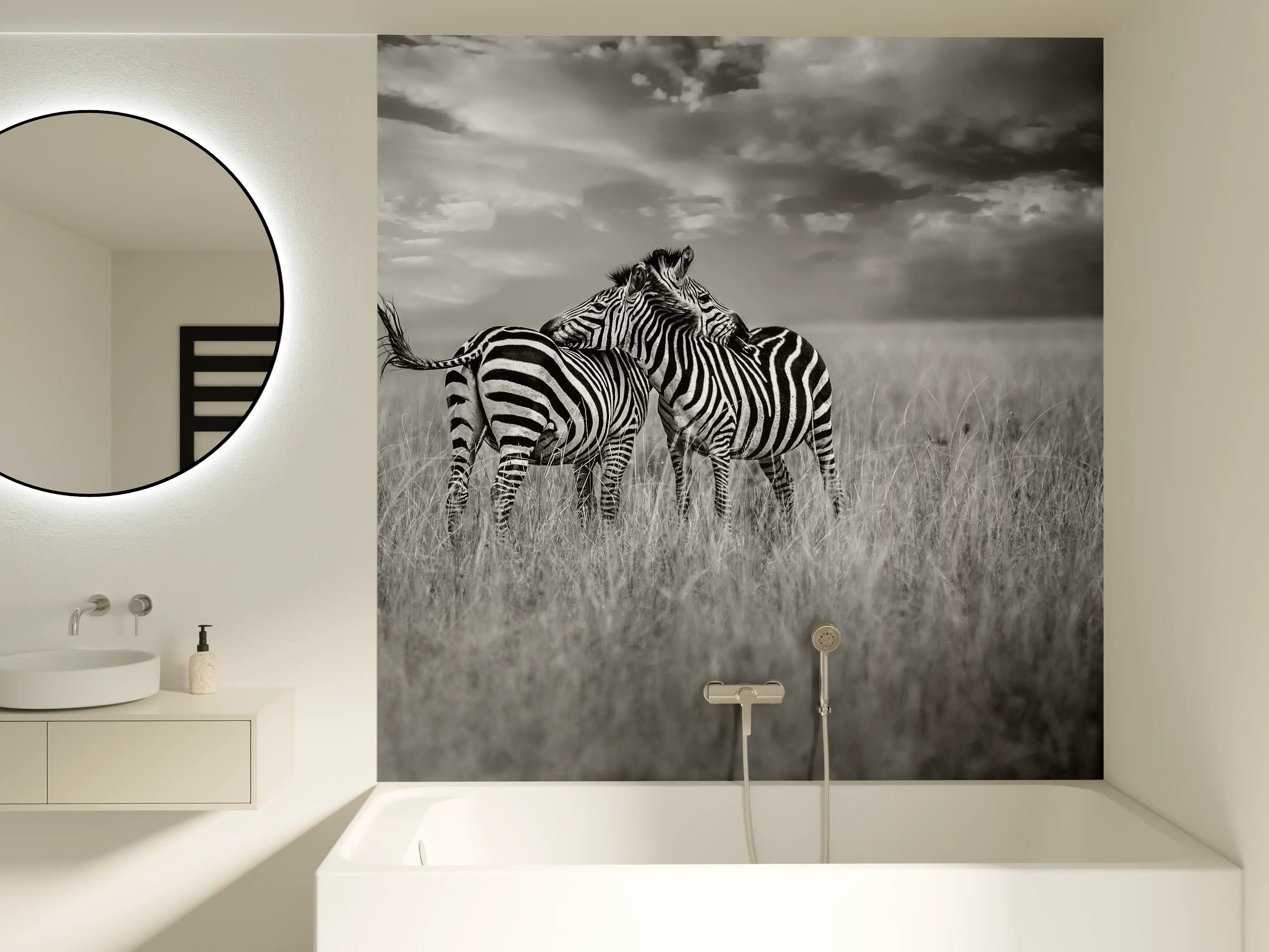 Badewannen-Rückwand - Zebras in ihrer Natur - Savanne