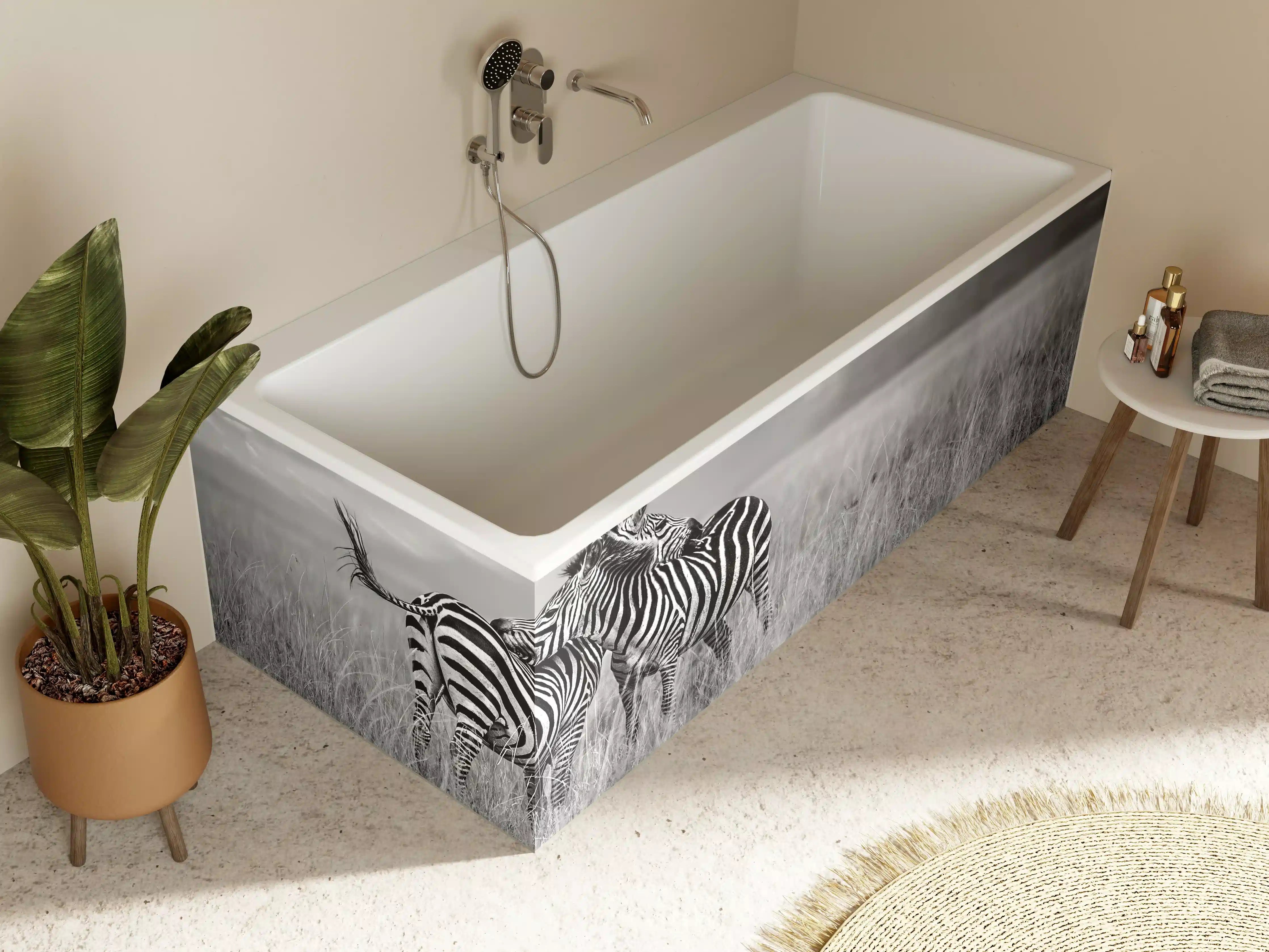 Badewannen-Rückwand - Zebras in ihrer Natur - Savanne