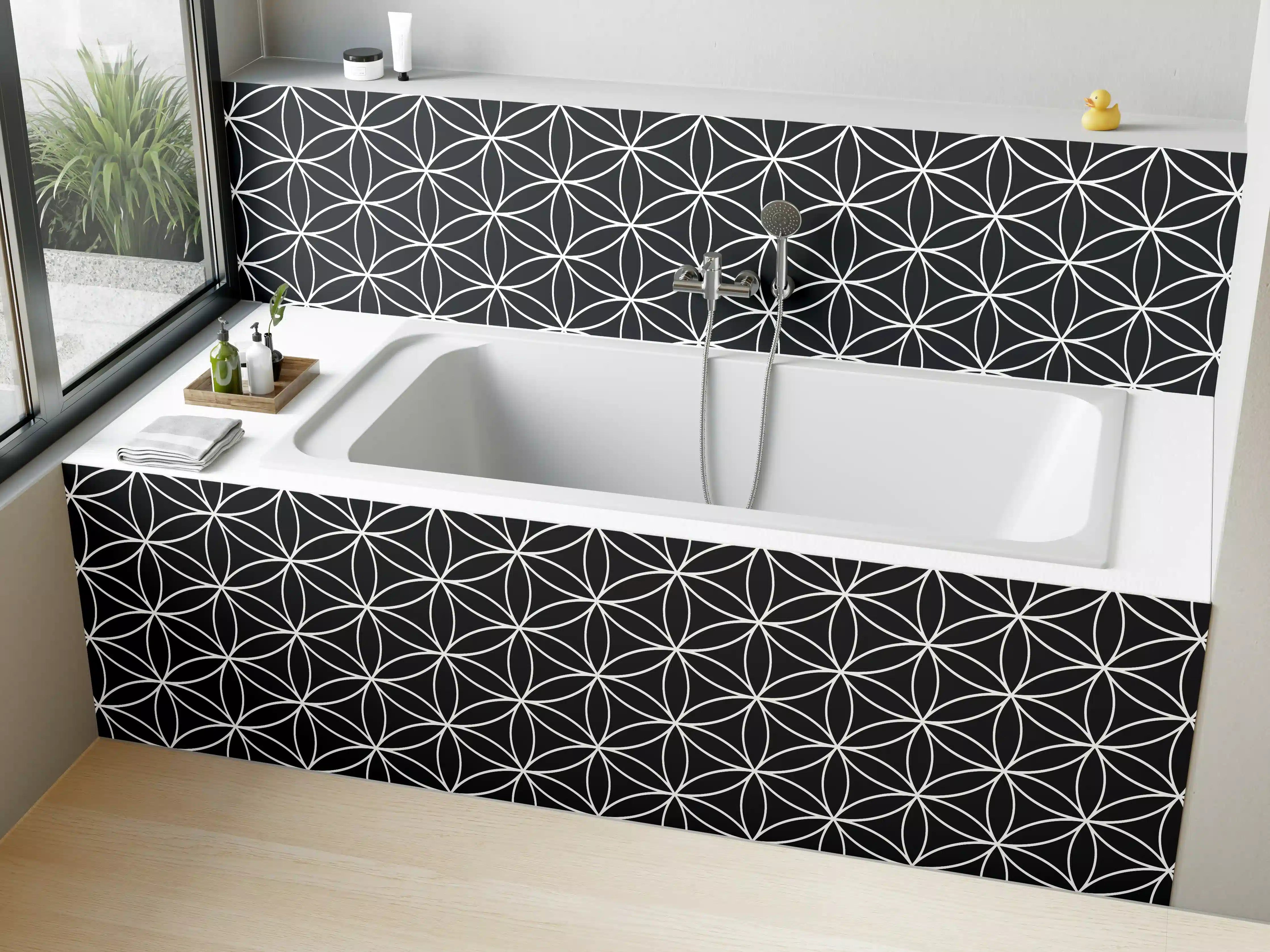 Badewannen-Rückwand - Zeitlose Graumuster-Designs