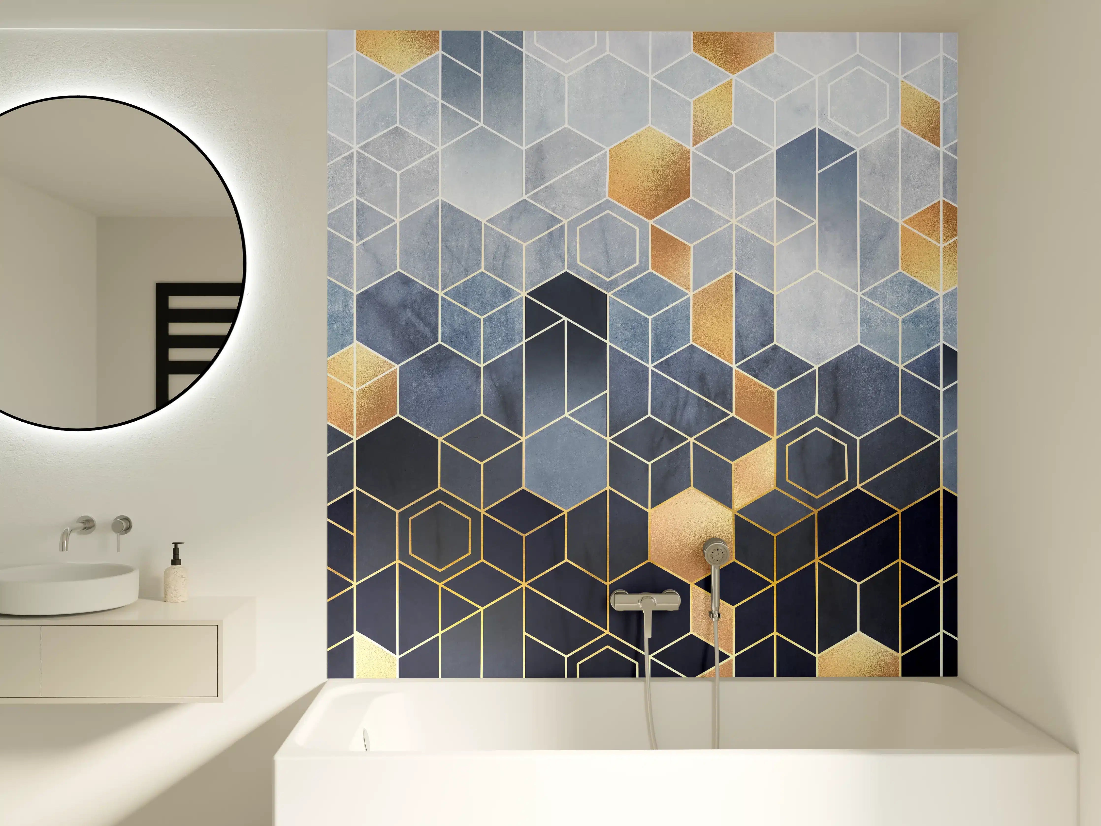 Badewannen-Rückwand - Zeitlose Graumuster-Kunst