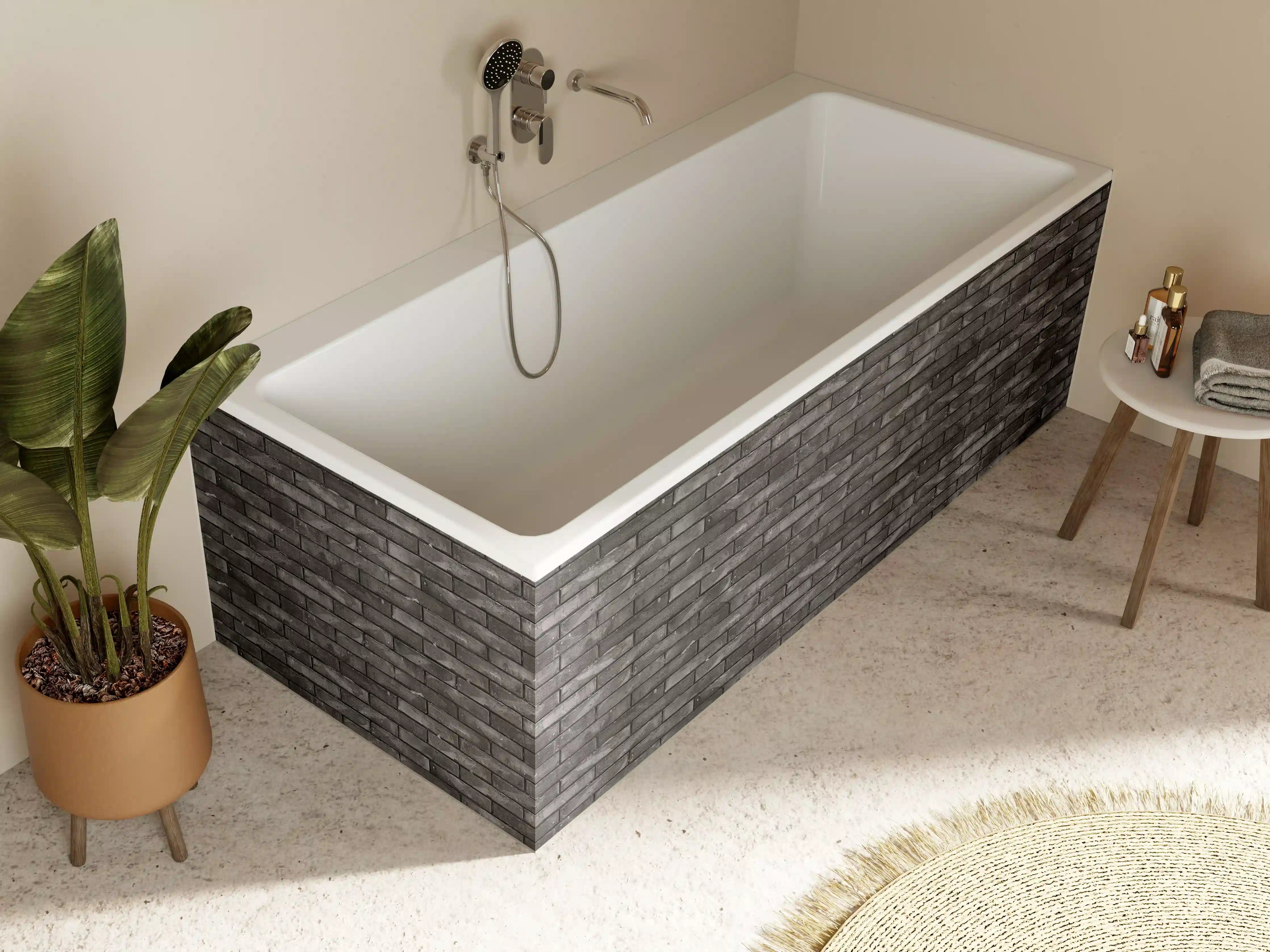Badewannen-Rückwand - Ziegelmauer im Grunge-Stil