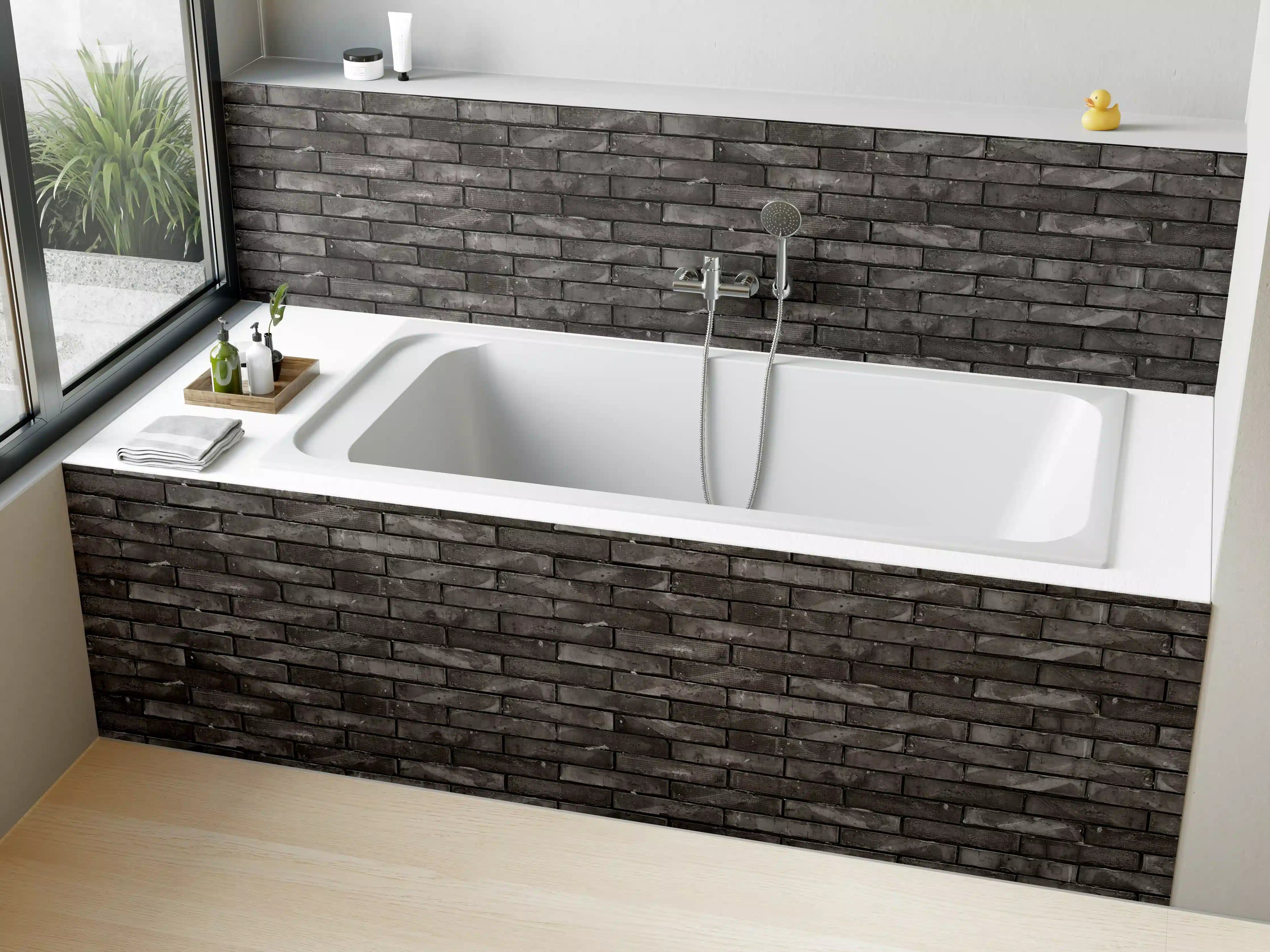 Badewannen-Rückwand - Ziegelmauer im Grunge-Stil