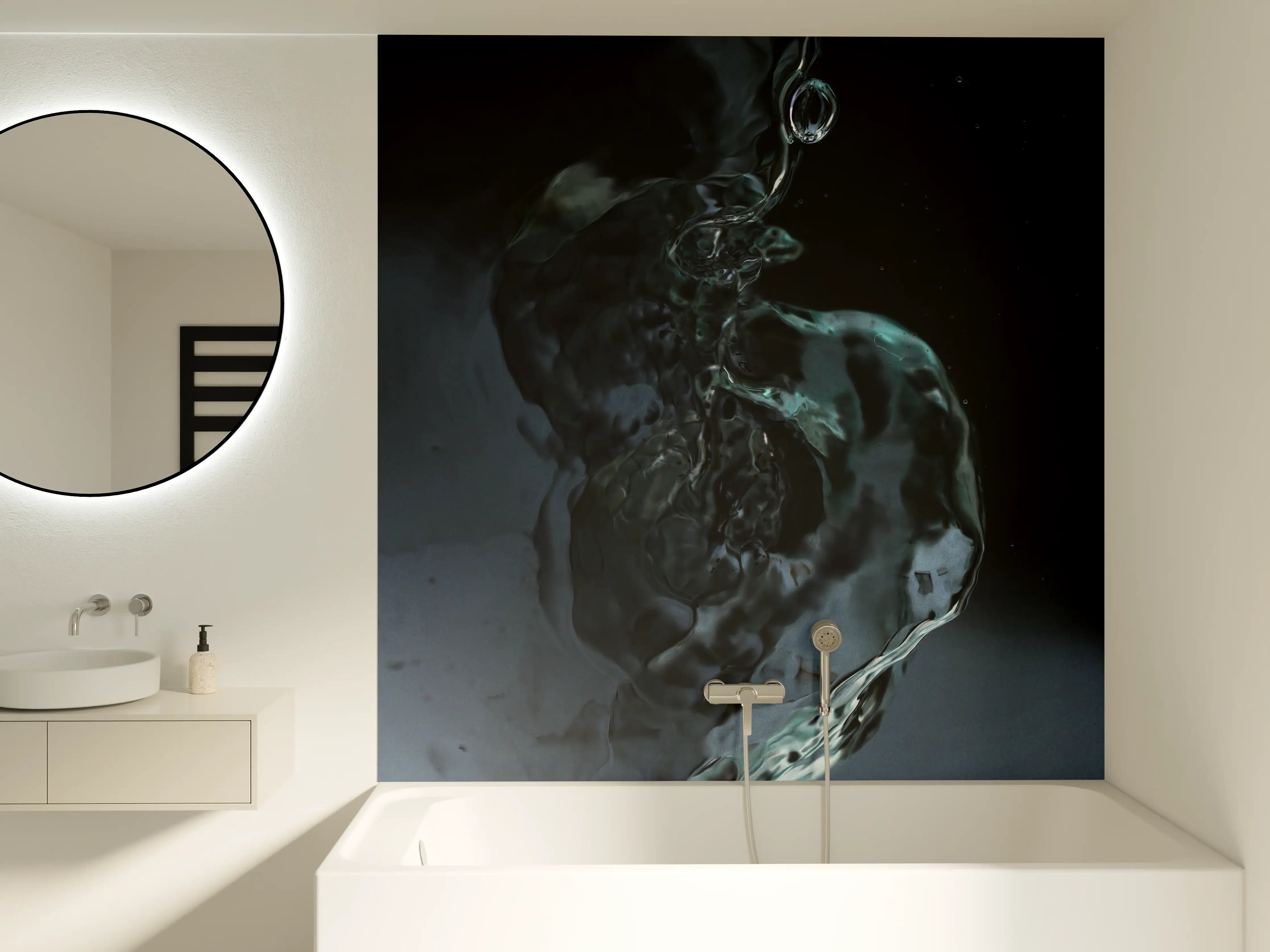 Badewannen-Rückwand - "Edler grauer Damenmantel aus Kaschmir - Winterkollektion 2022"