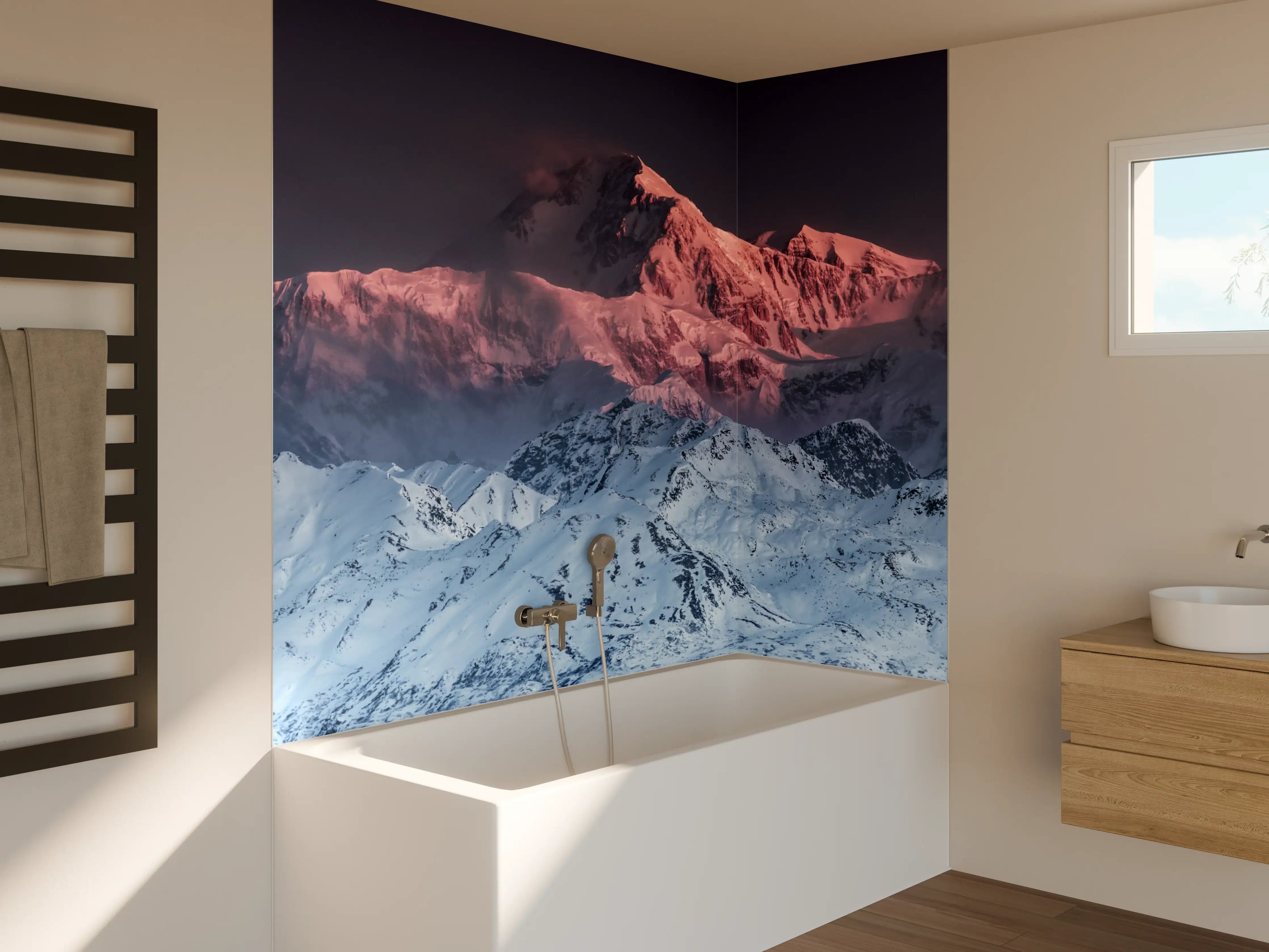 Badewannen-Rückwand - "Edles grau-weißes Marmorstruktur-Design für stilbewusste Wohnräume"