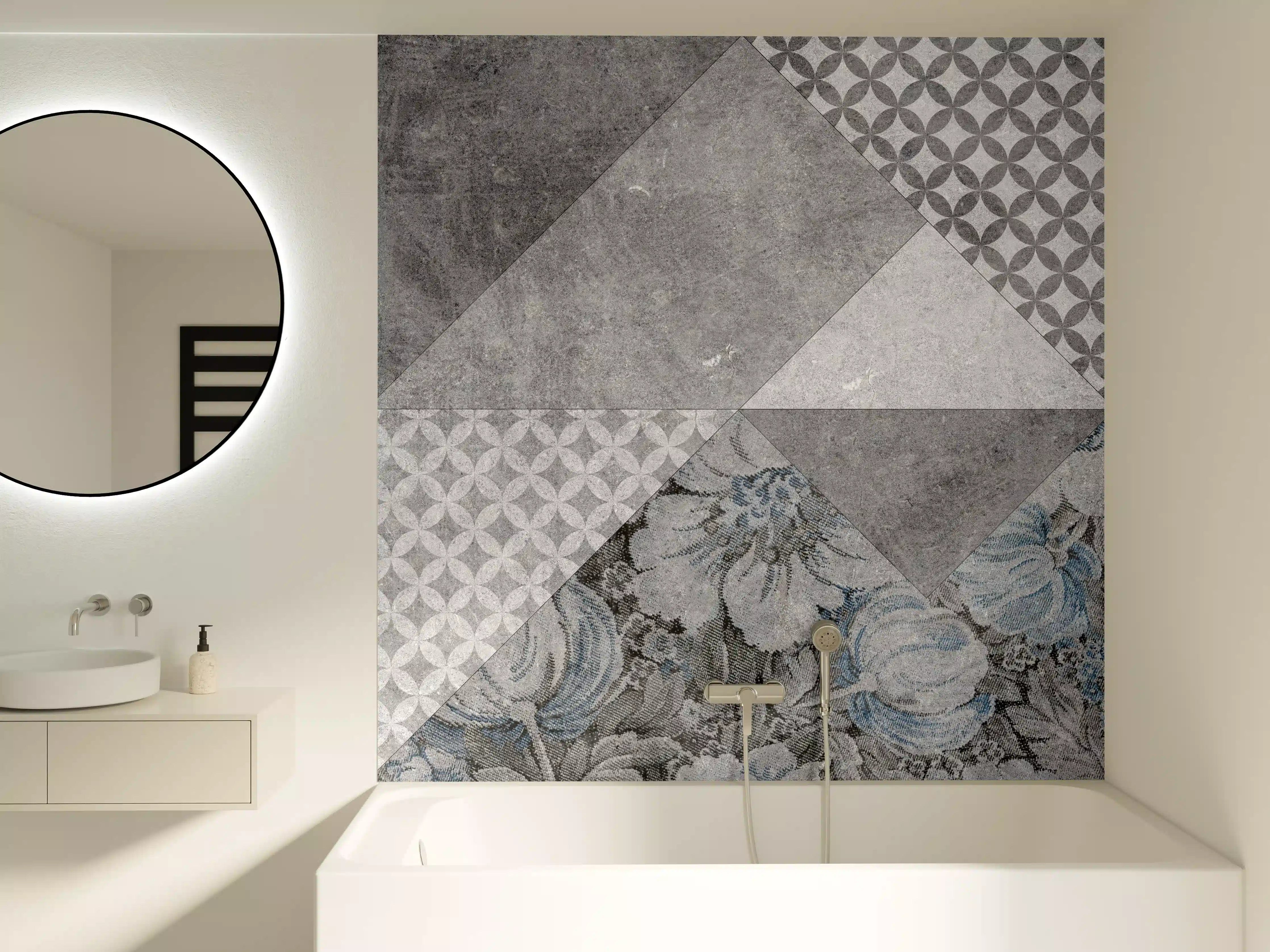 Badewannen-Rückwand - abstrakte Blumen und Marmor Textur 