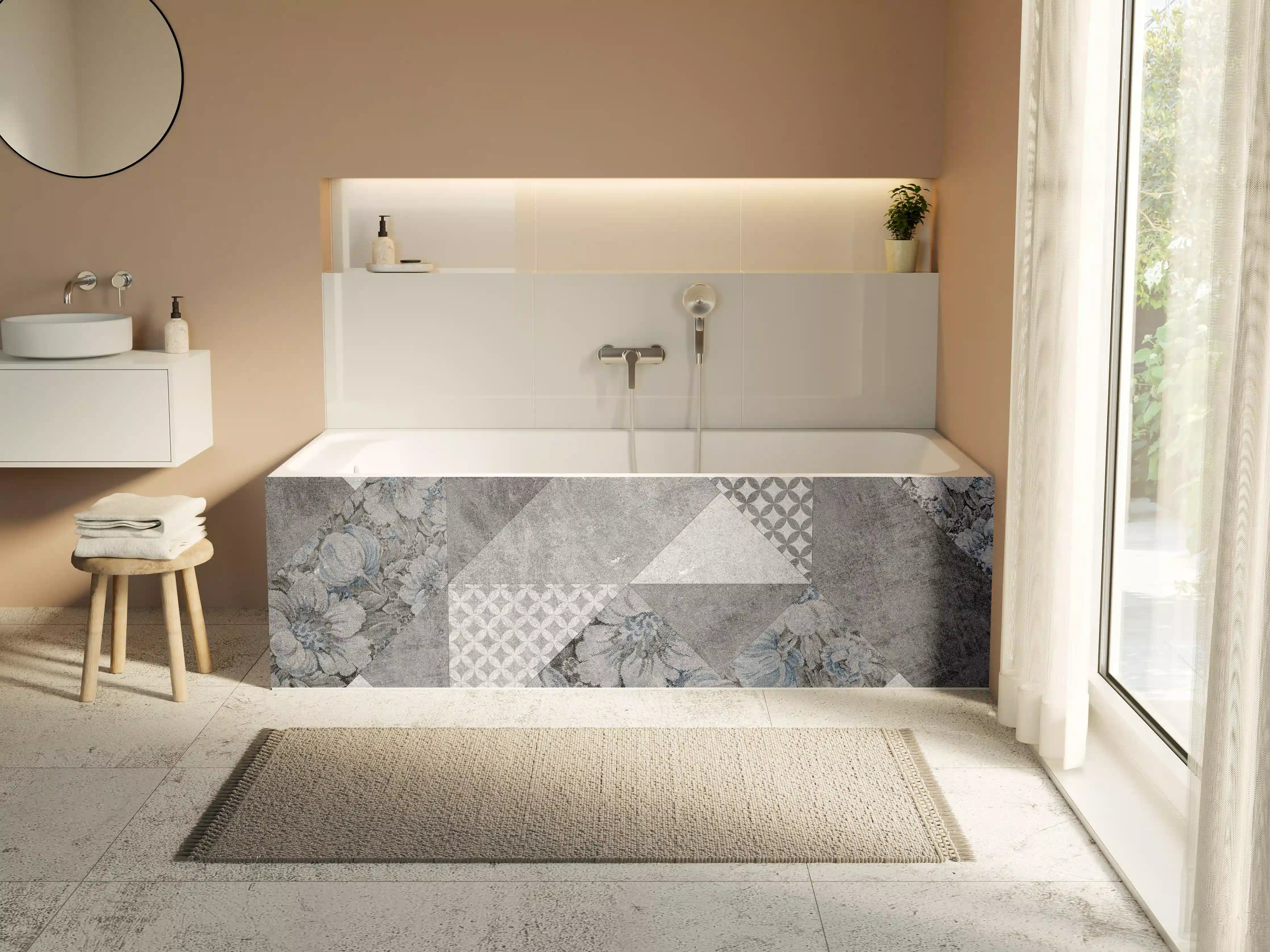 Badewannen-Rückwand - abstrakte Blumen und Marmor Textur 