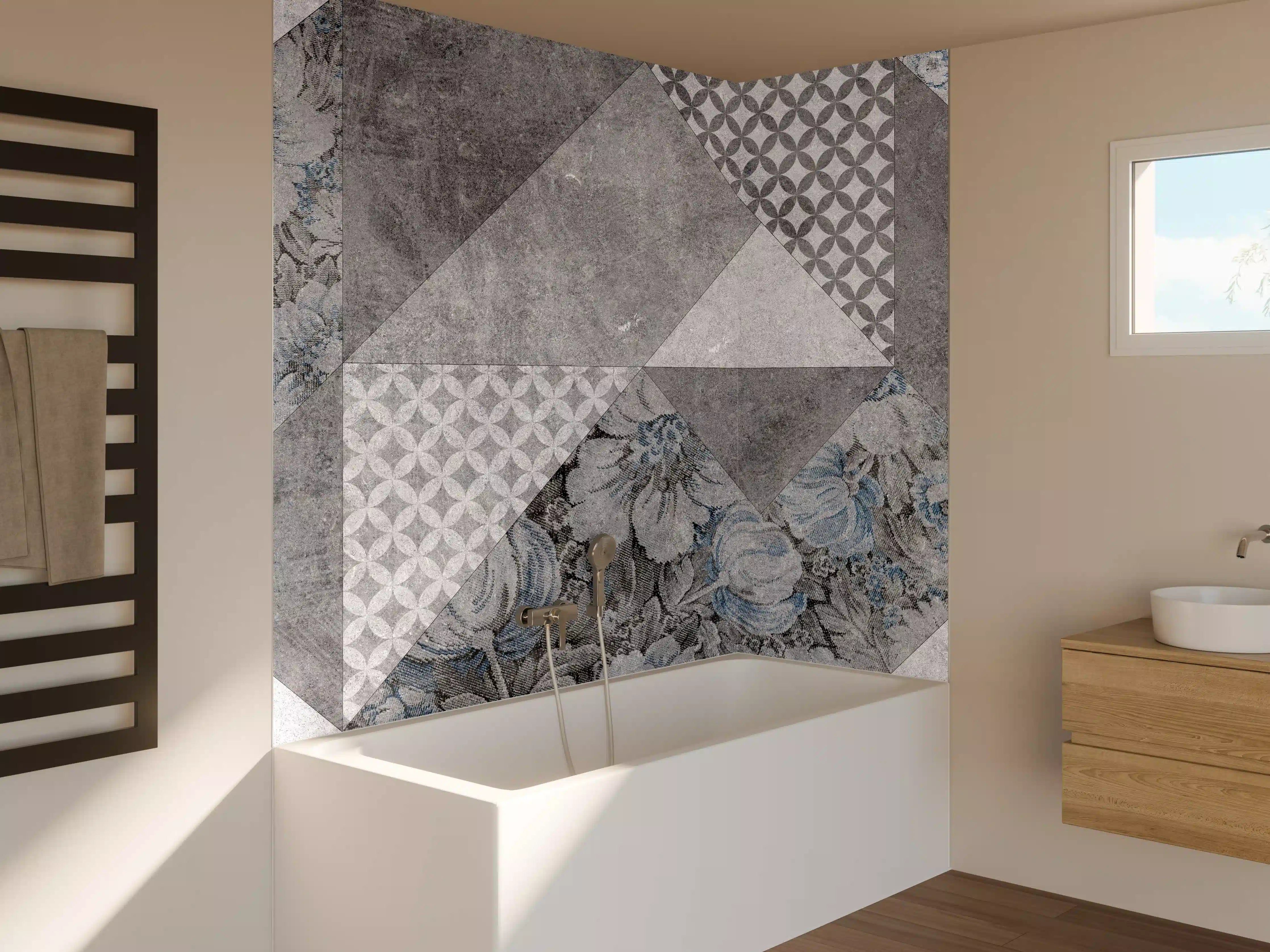 Badewannen-Rückwand - abstrakte Blumen und Marmor Textur 