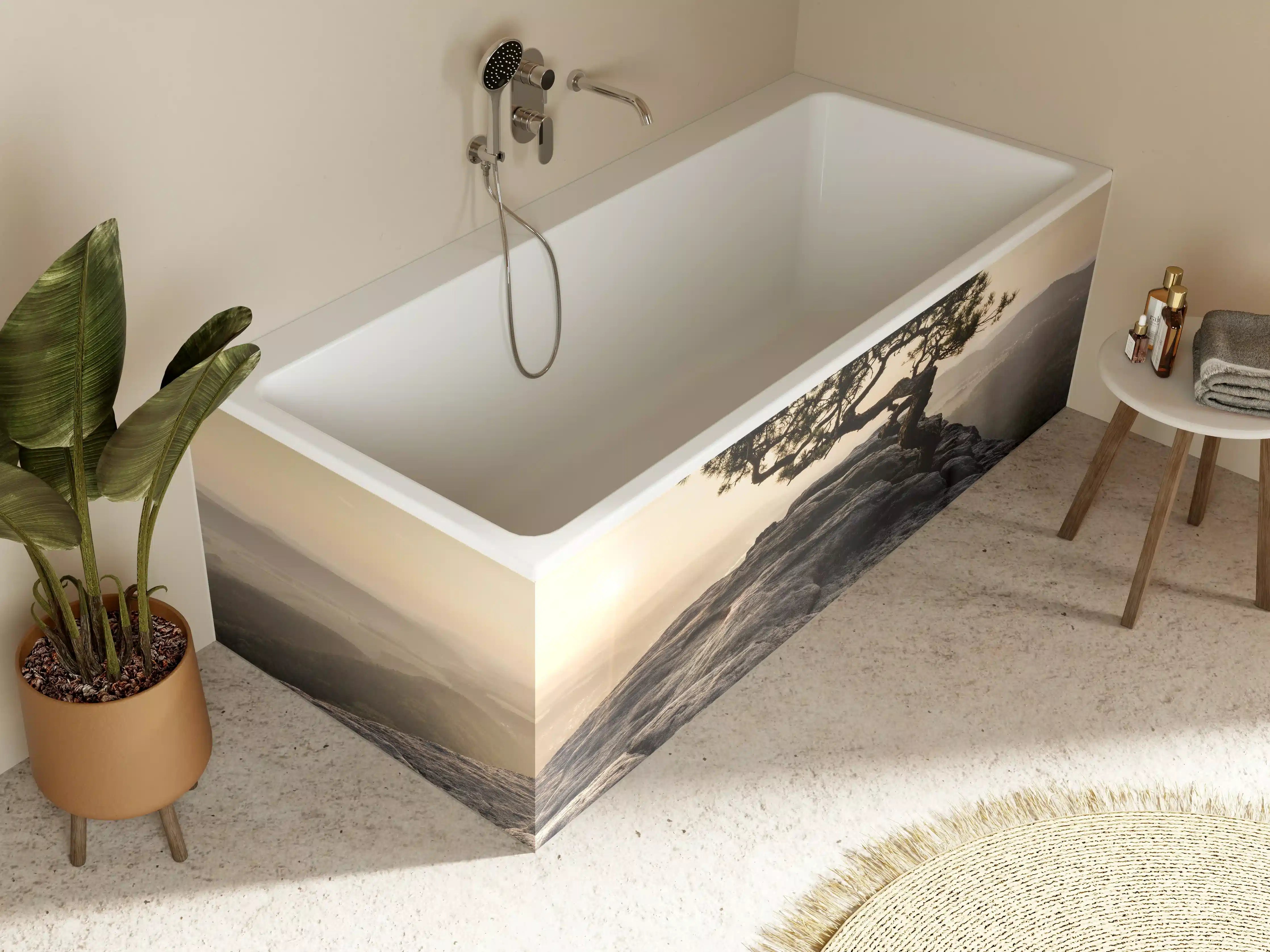 Badewannen-Rückwand - alte Kiefer zum Sonnenaufgang - Sächsische Schweiz