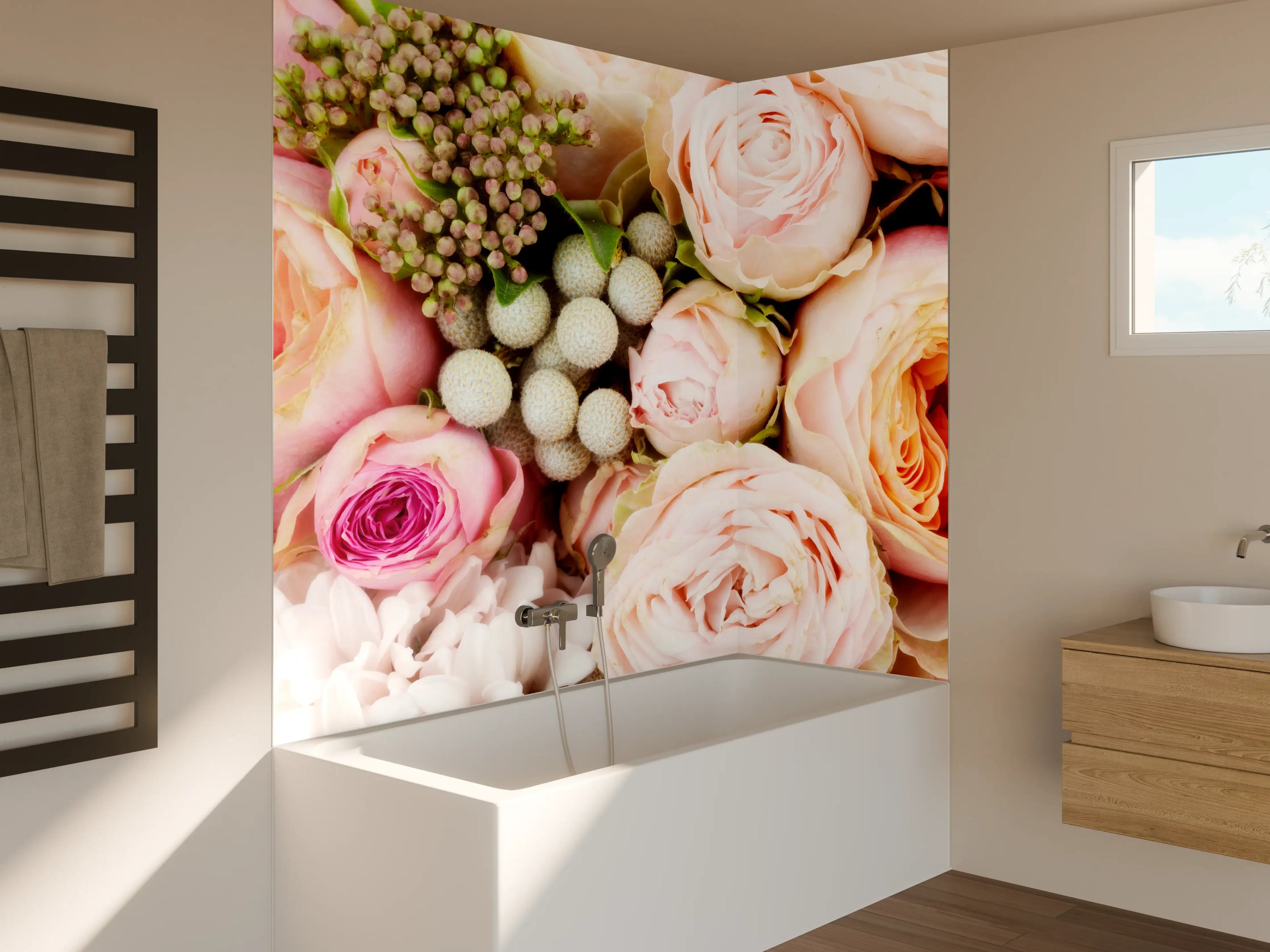 Badewannen-Rückwand - bunter sommerlicher  Blumenstrauß