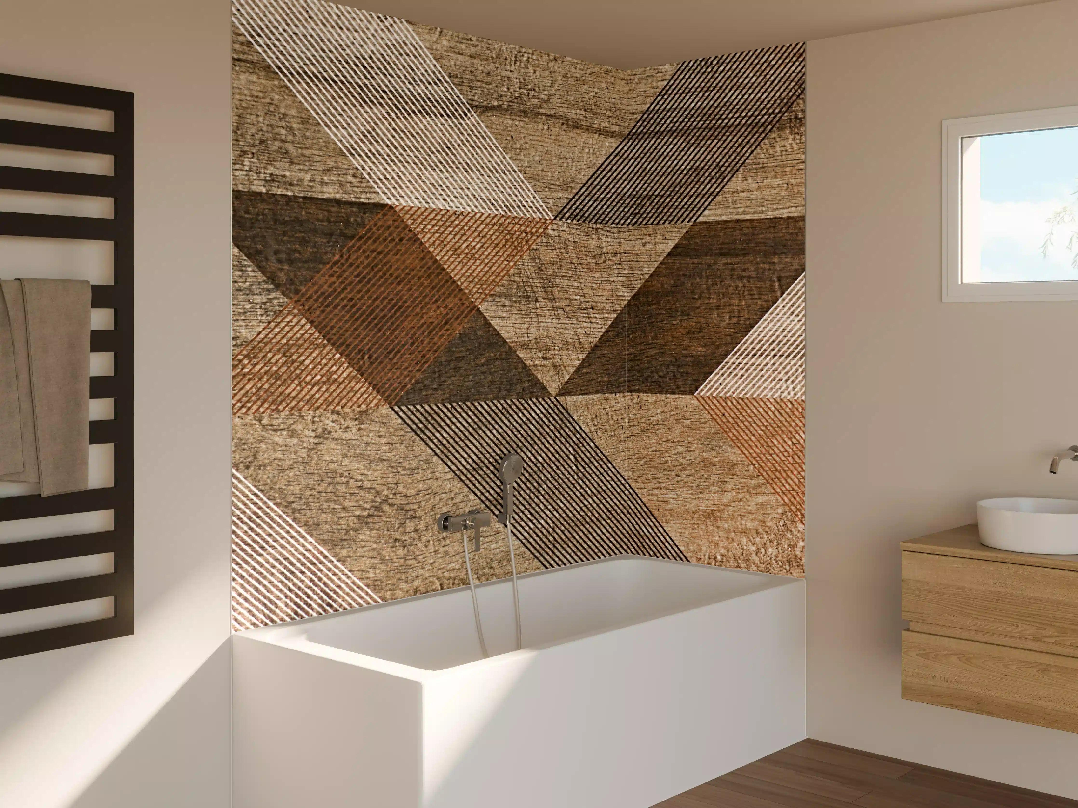 Badewannen-Rückwand - geometrisches Mosaik Design