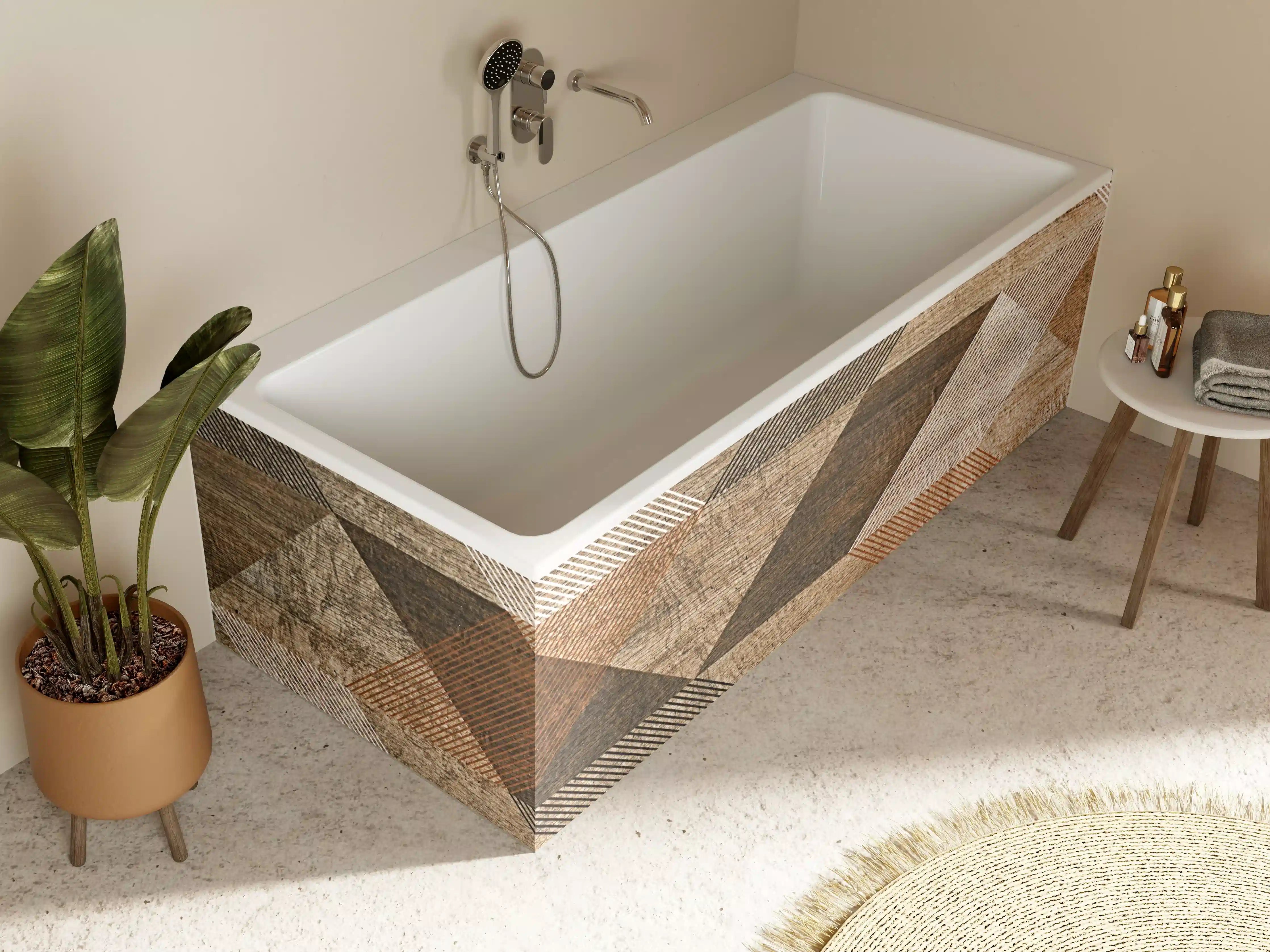 Badewannen-Rückwand - geometrisches Mosaik Design
