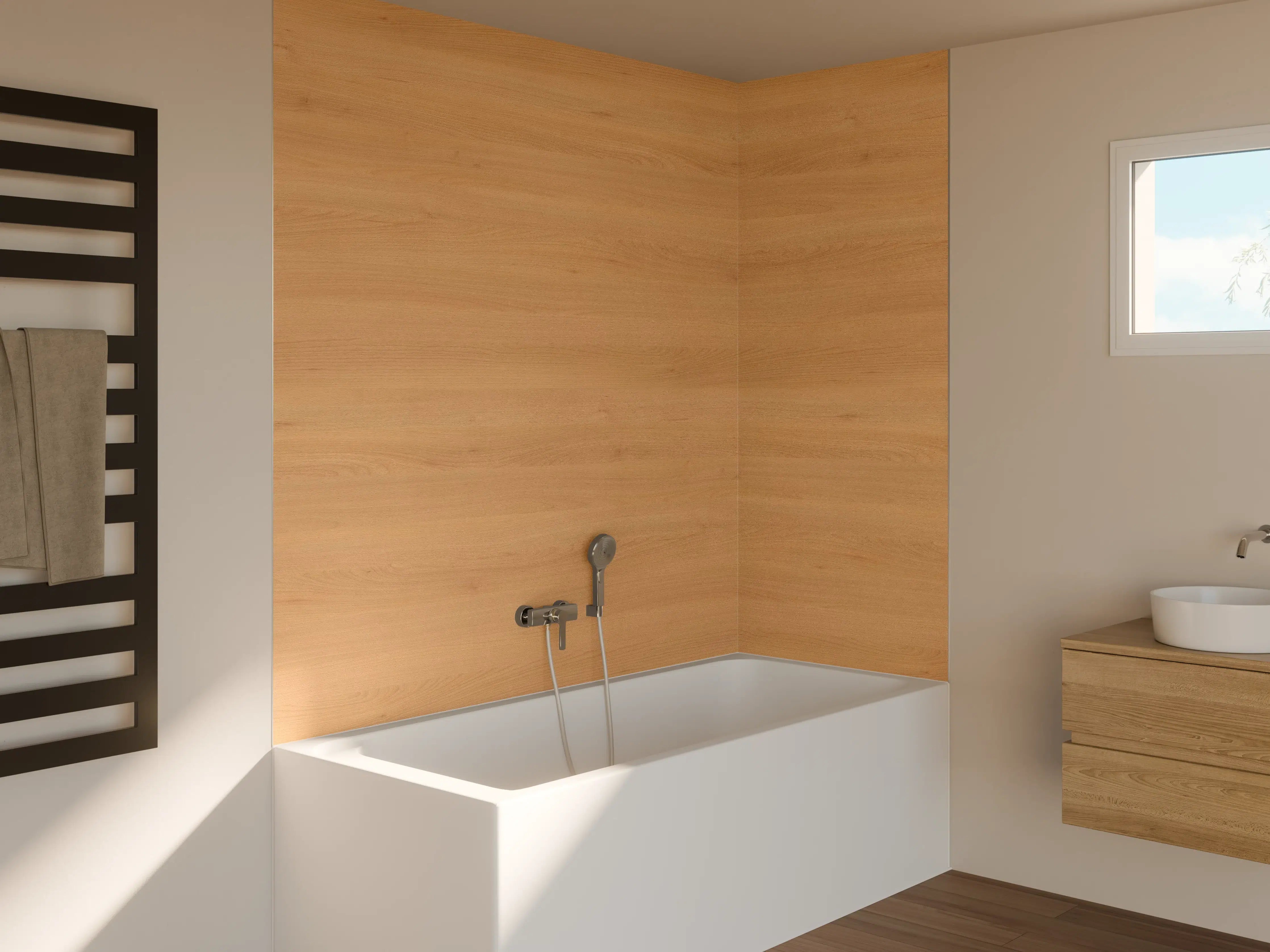 Badewannen-Rückwand - harmonisches Natur Holz 
