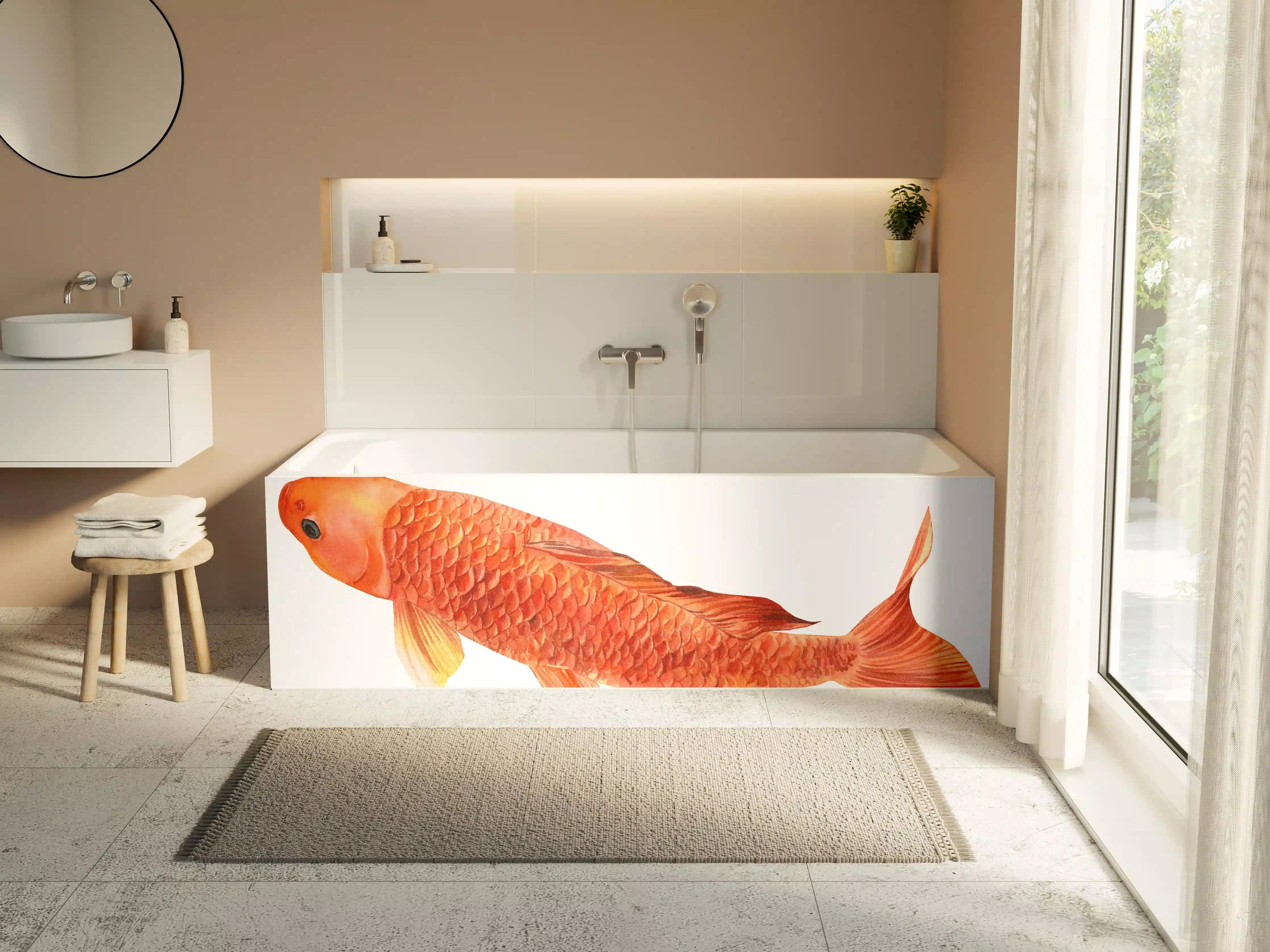 Badewannen-Rückwand - orangefarbener Koi