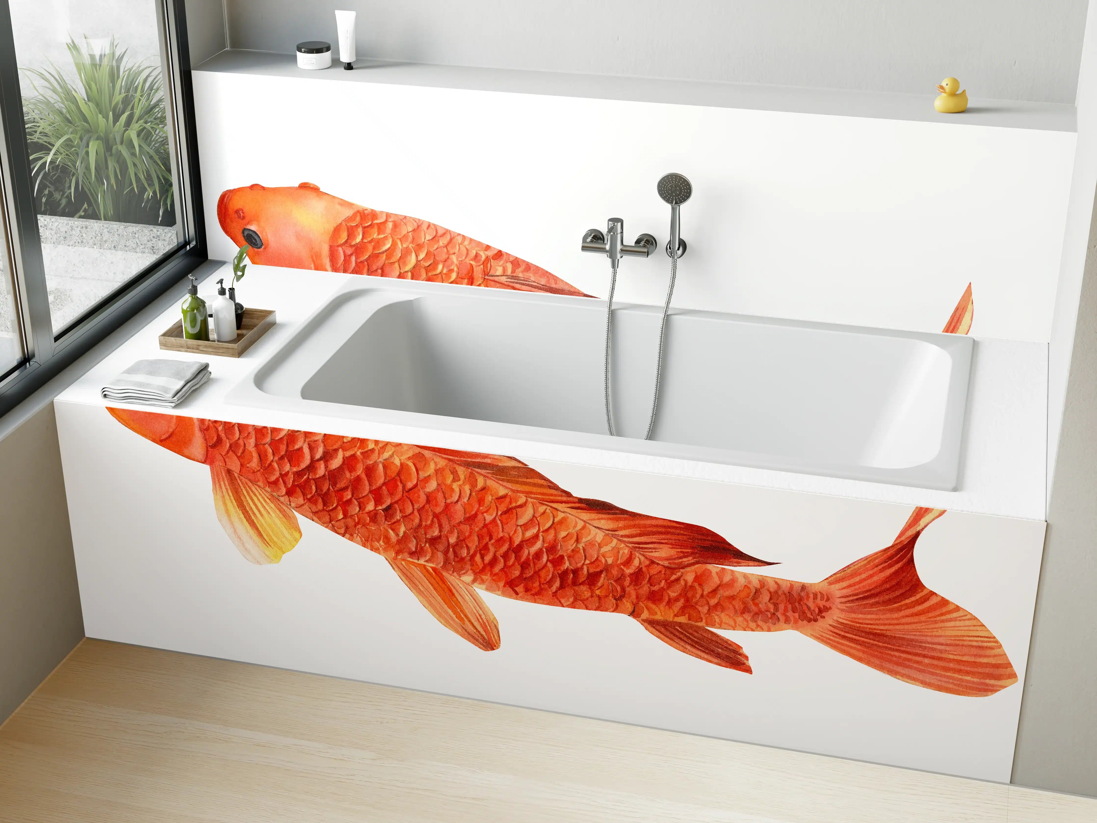Badewannen-Rückwand - orangefarbener Koi
