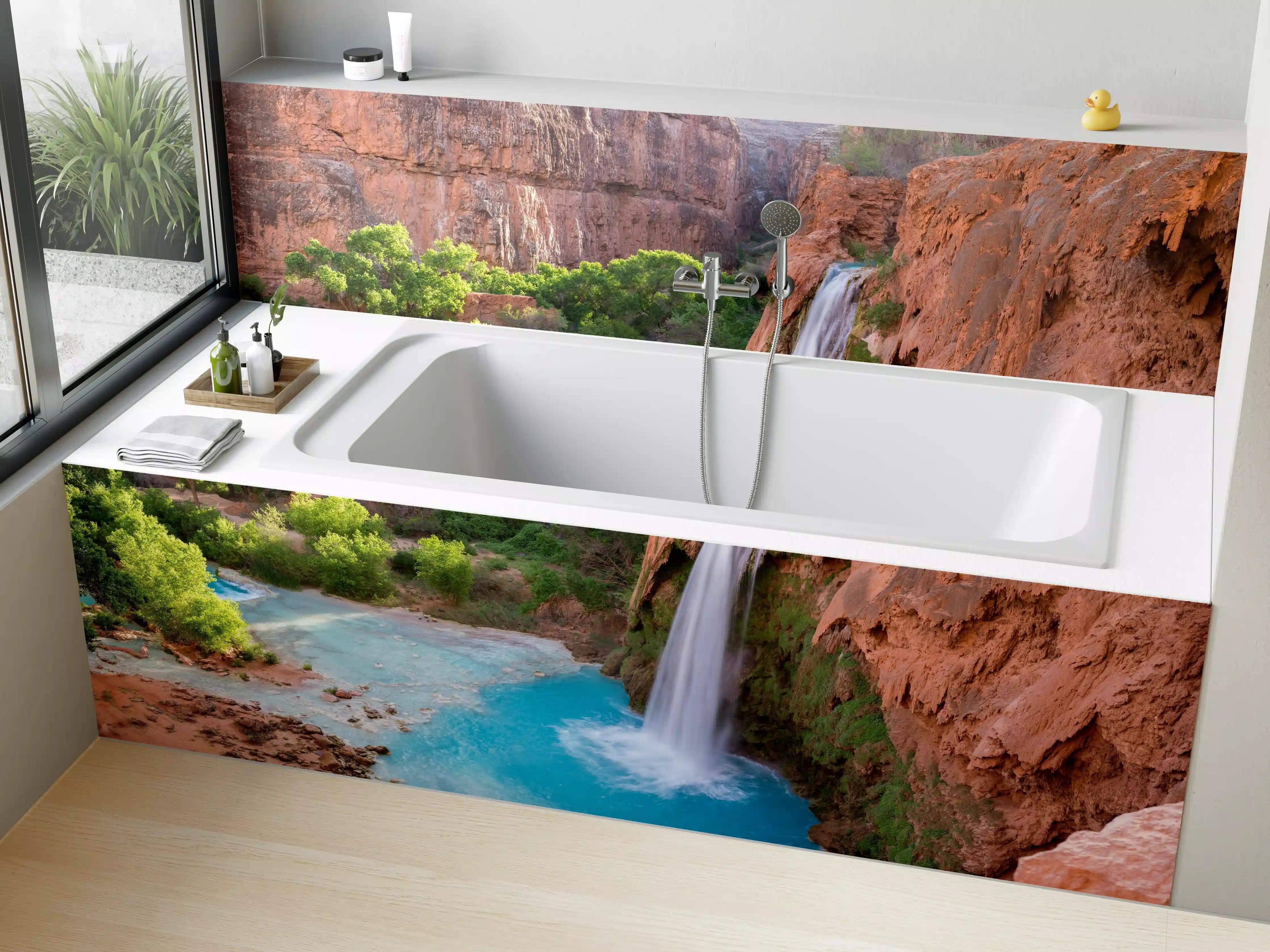 Badewannen-Rückwand - paradiesischer Anblick der Havasu Falls 