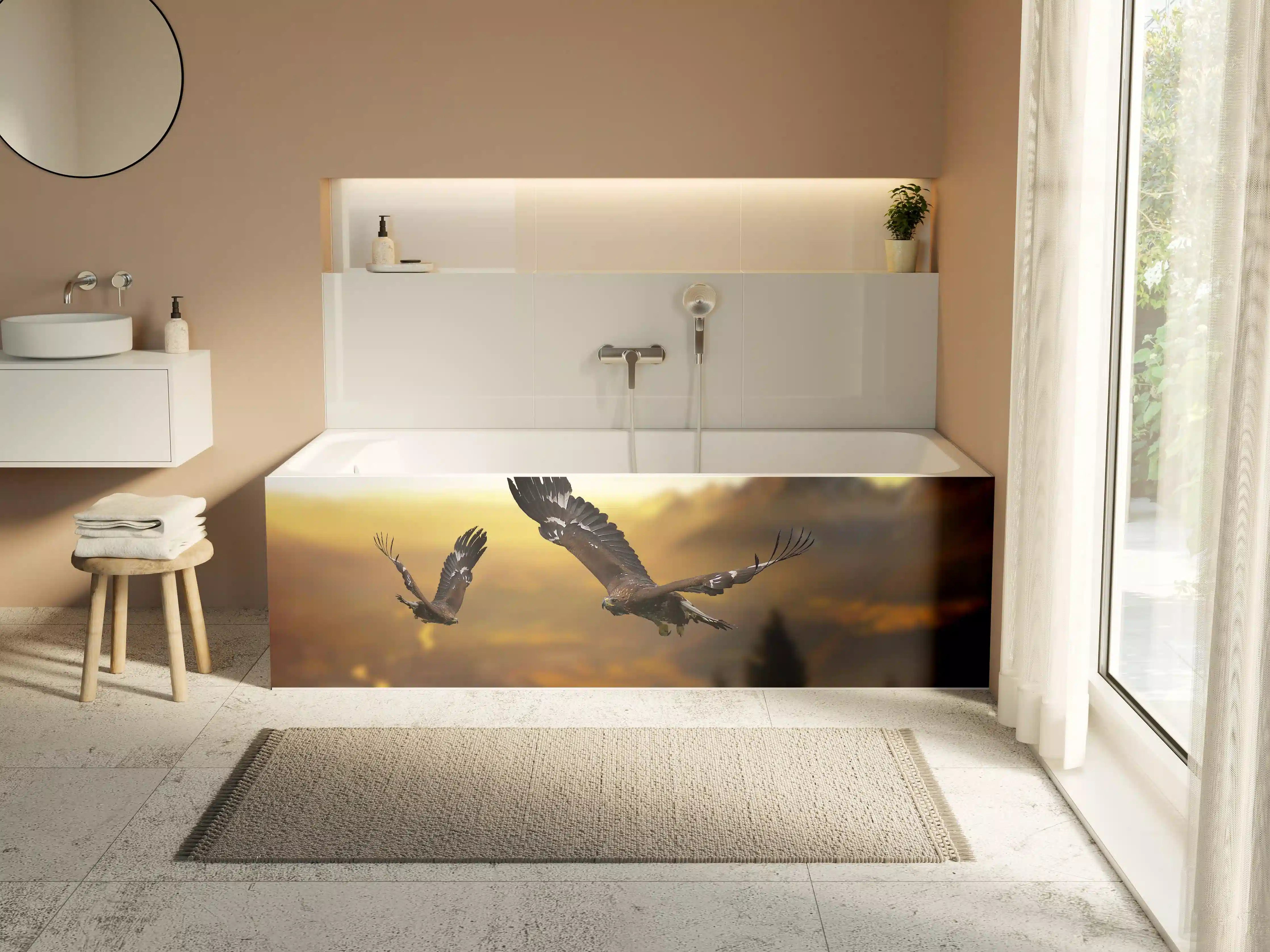 Badewannen-Rückwand - prachtvolle Steinadler im Flug