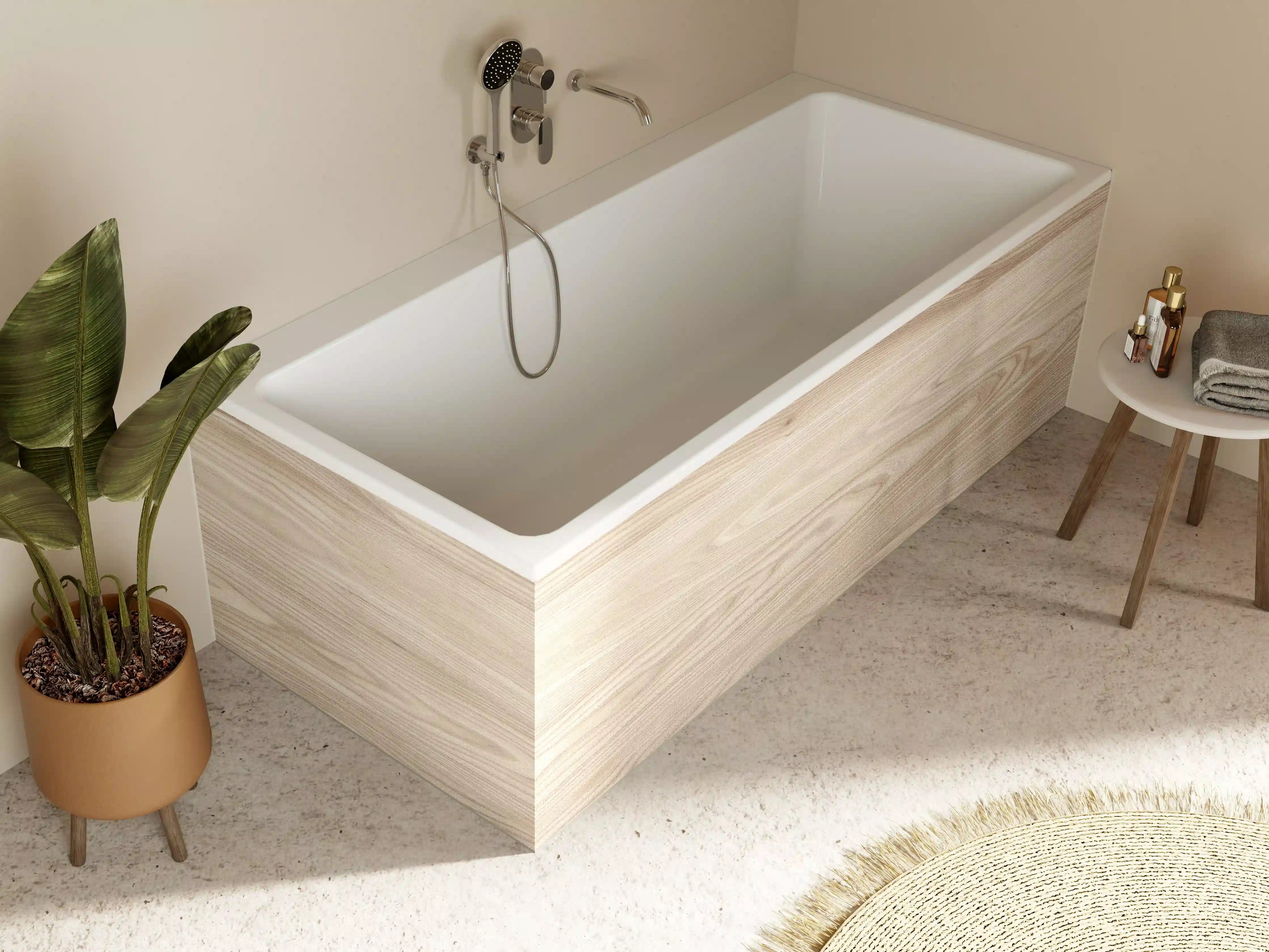 Badewannen-Rückwand - schlichtes Holzmuster