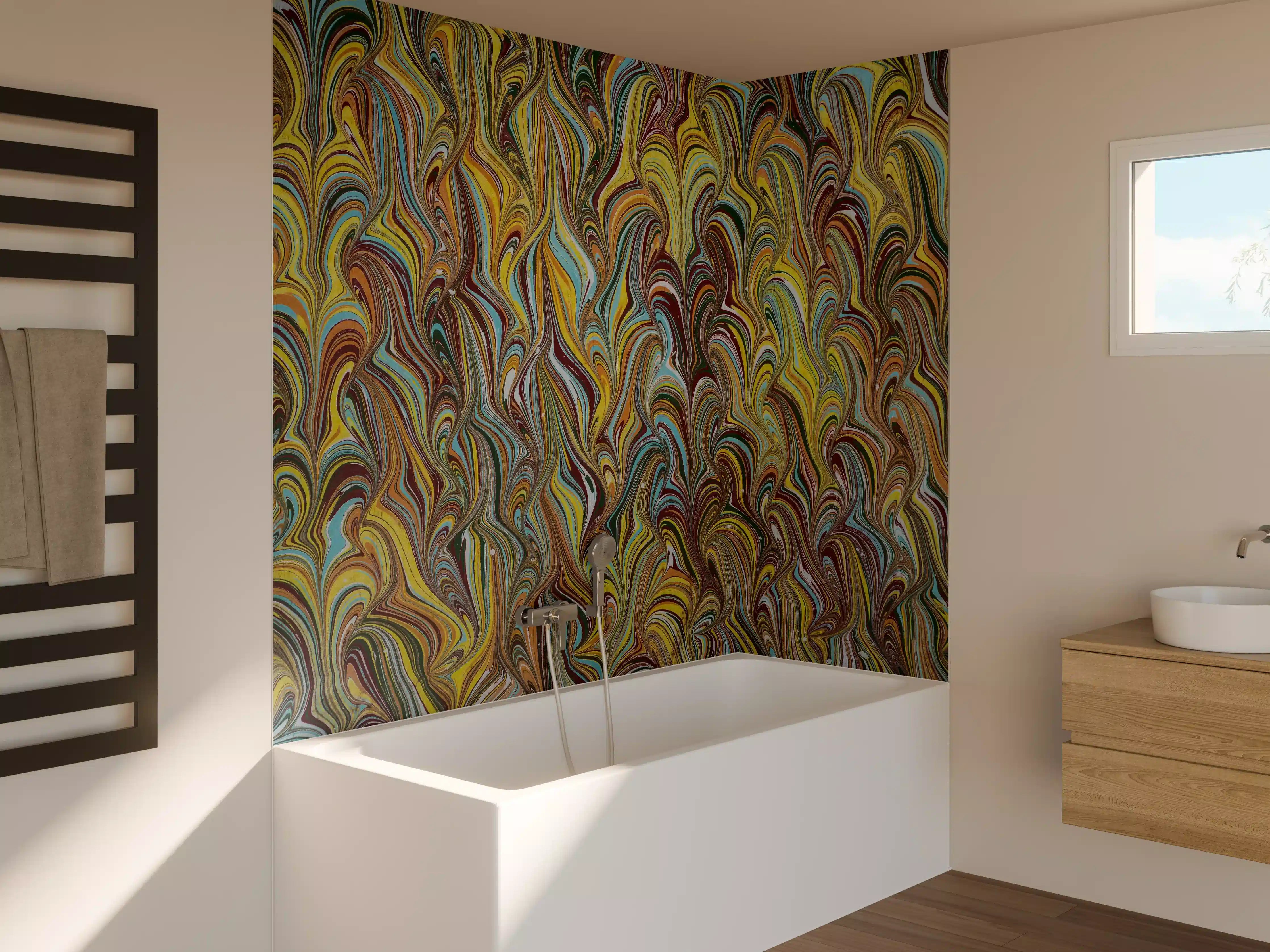 Badewannen-Rückwand - traditionelles türkisches Ebru - Papier