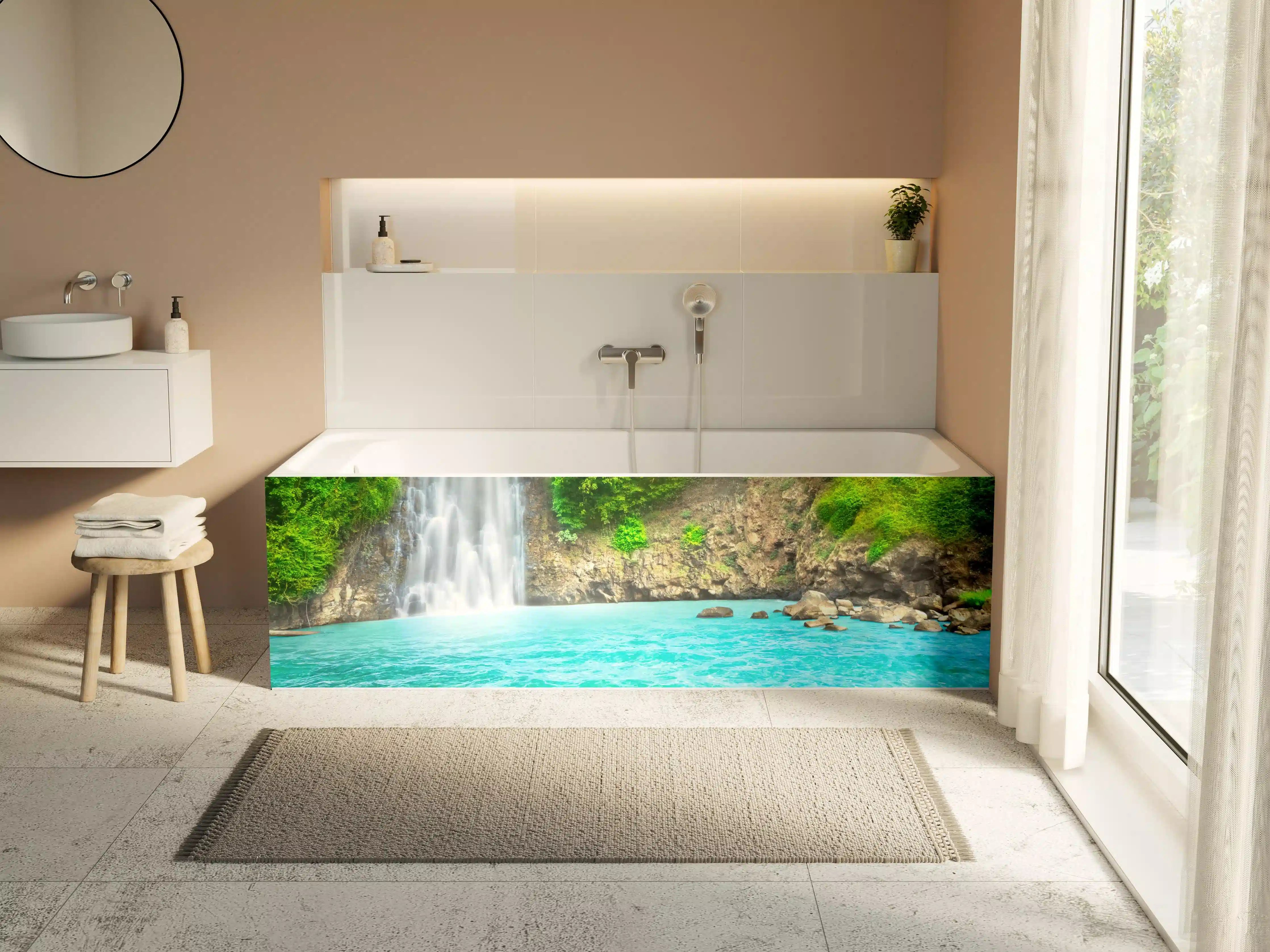 Badewannen-Rückwand - tropischer Wasserfall
