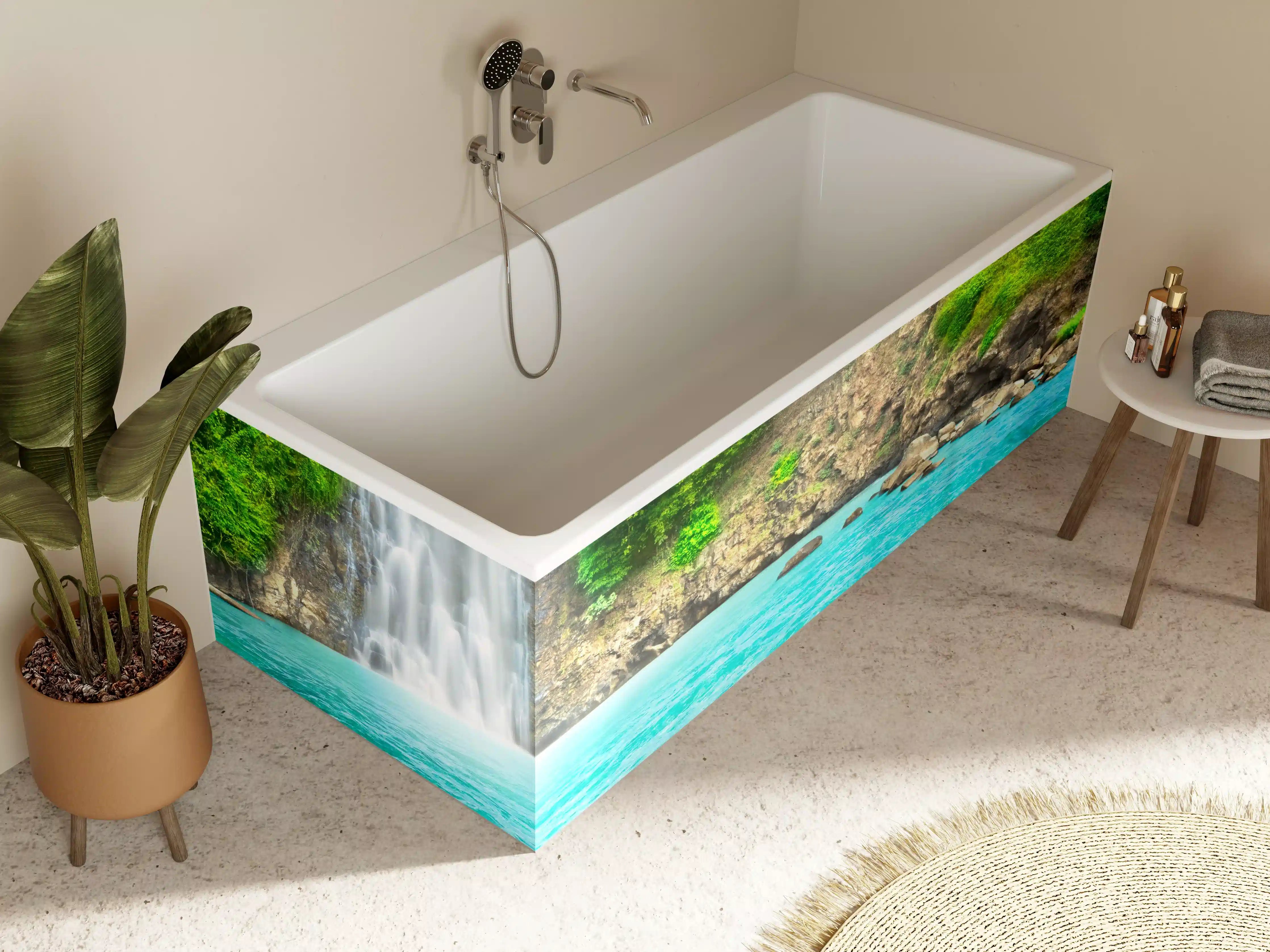 Badewannen-Rückwand - tropischer Wasserfall