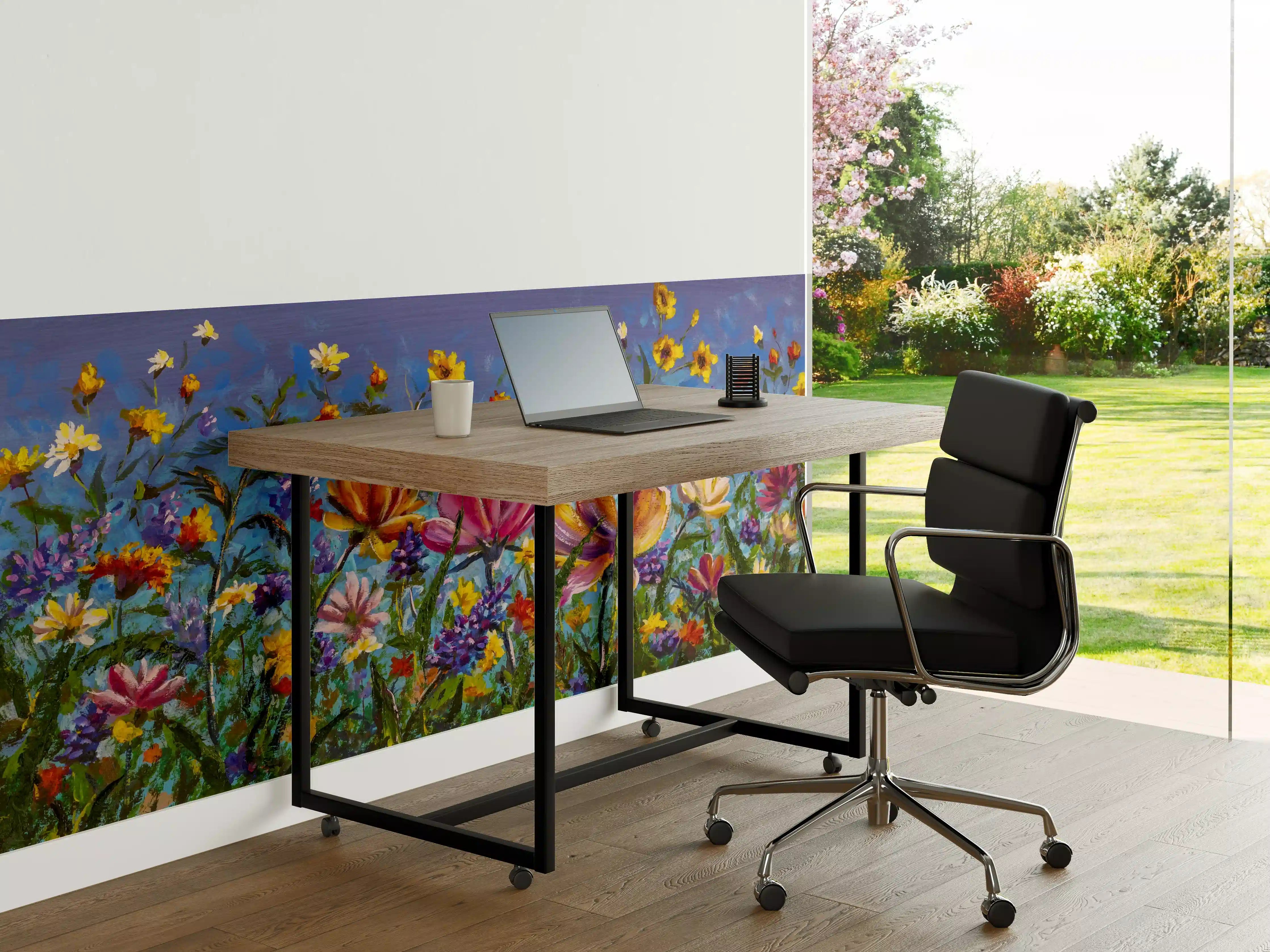 Büro Wandgestaltung -  Bunter Blumenmix Ölgemälde